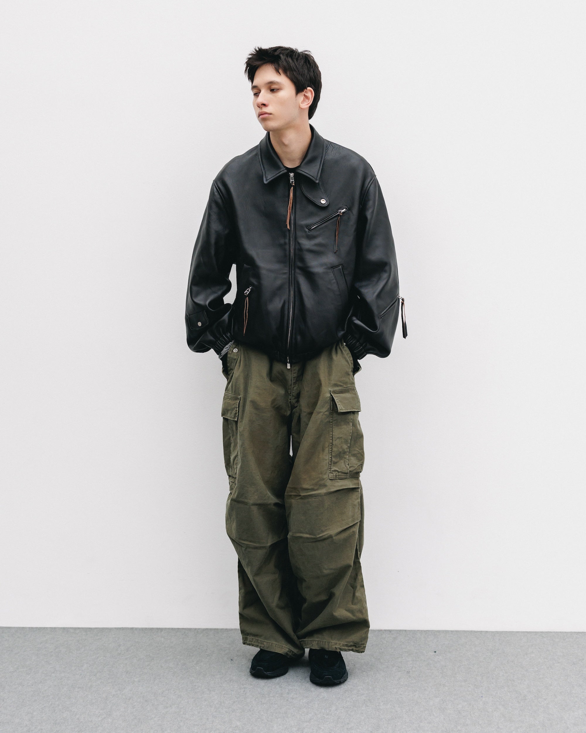 【11.1 SAT 20:00- IN STOCK】SHEEP LEATHER UTILITY JACKET (BLACK)