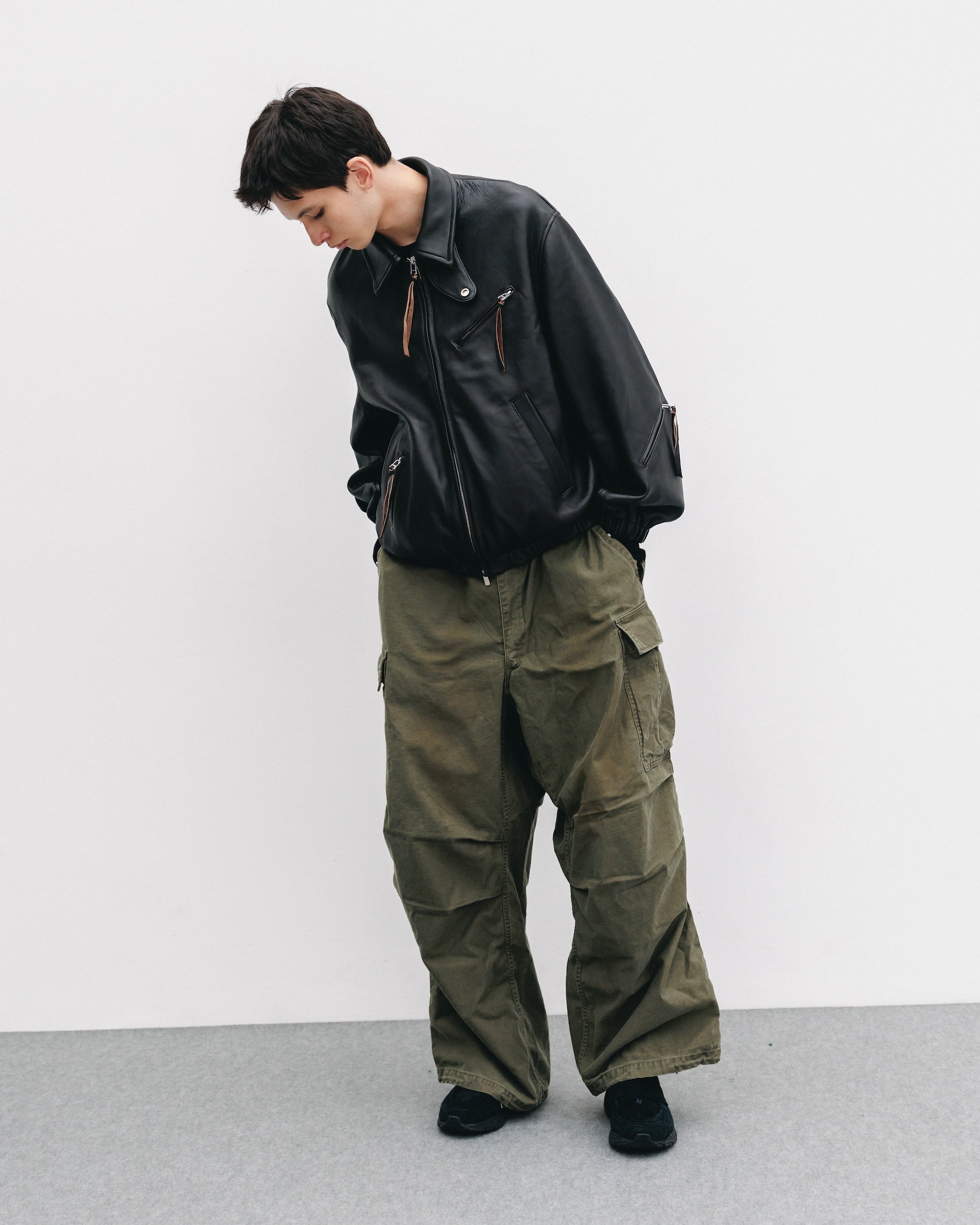 【11.1 SAT 20:00- IN STOCK】SHEEP LEATHER UTILITY JACKET (BLACK)