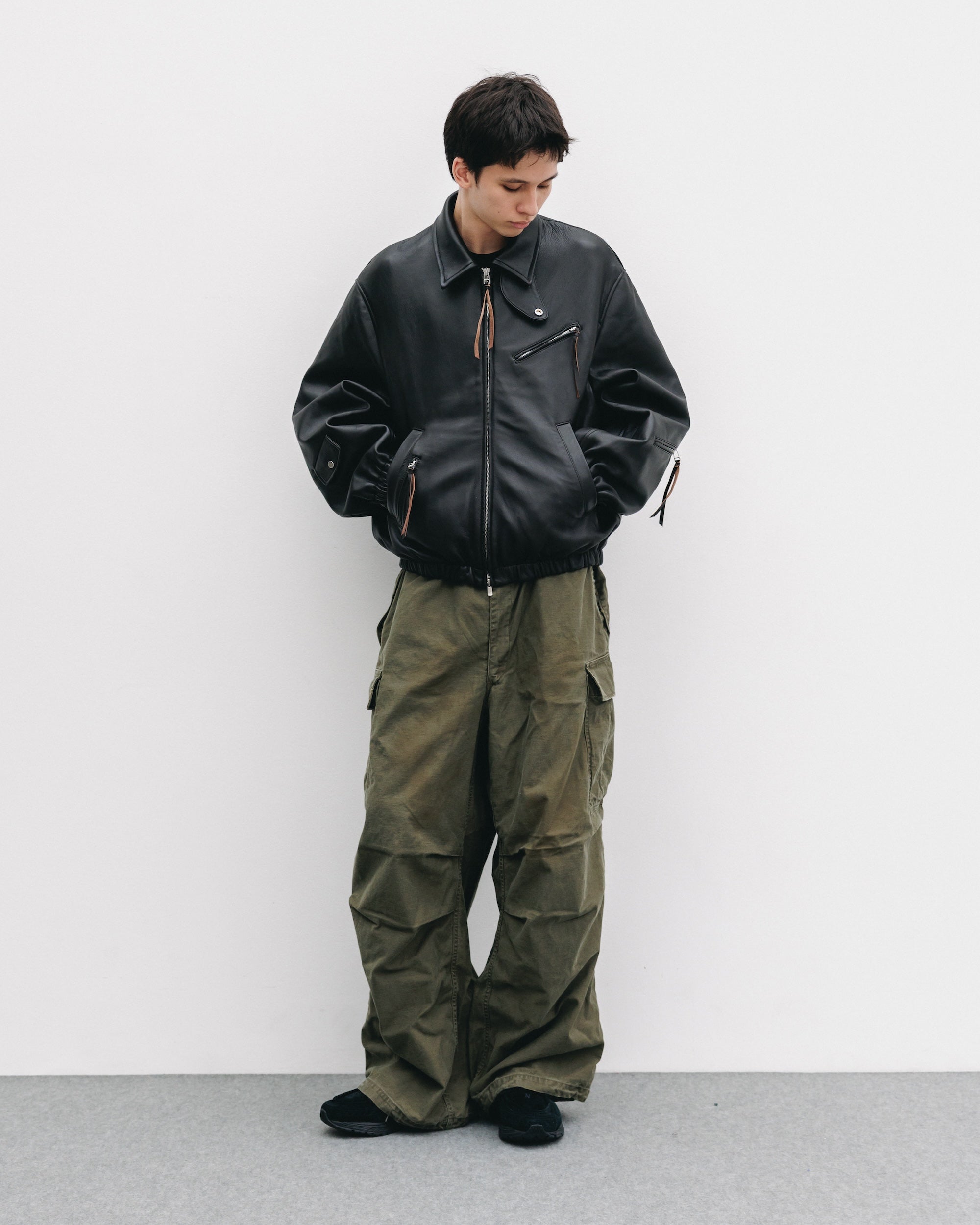 【11.1 SAT 20:00- IN STOCK】SHEEP LEATHER UTILITY JACKET (BLACK)