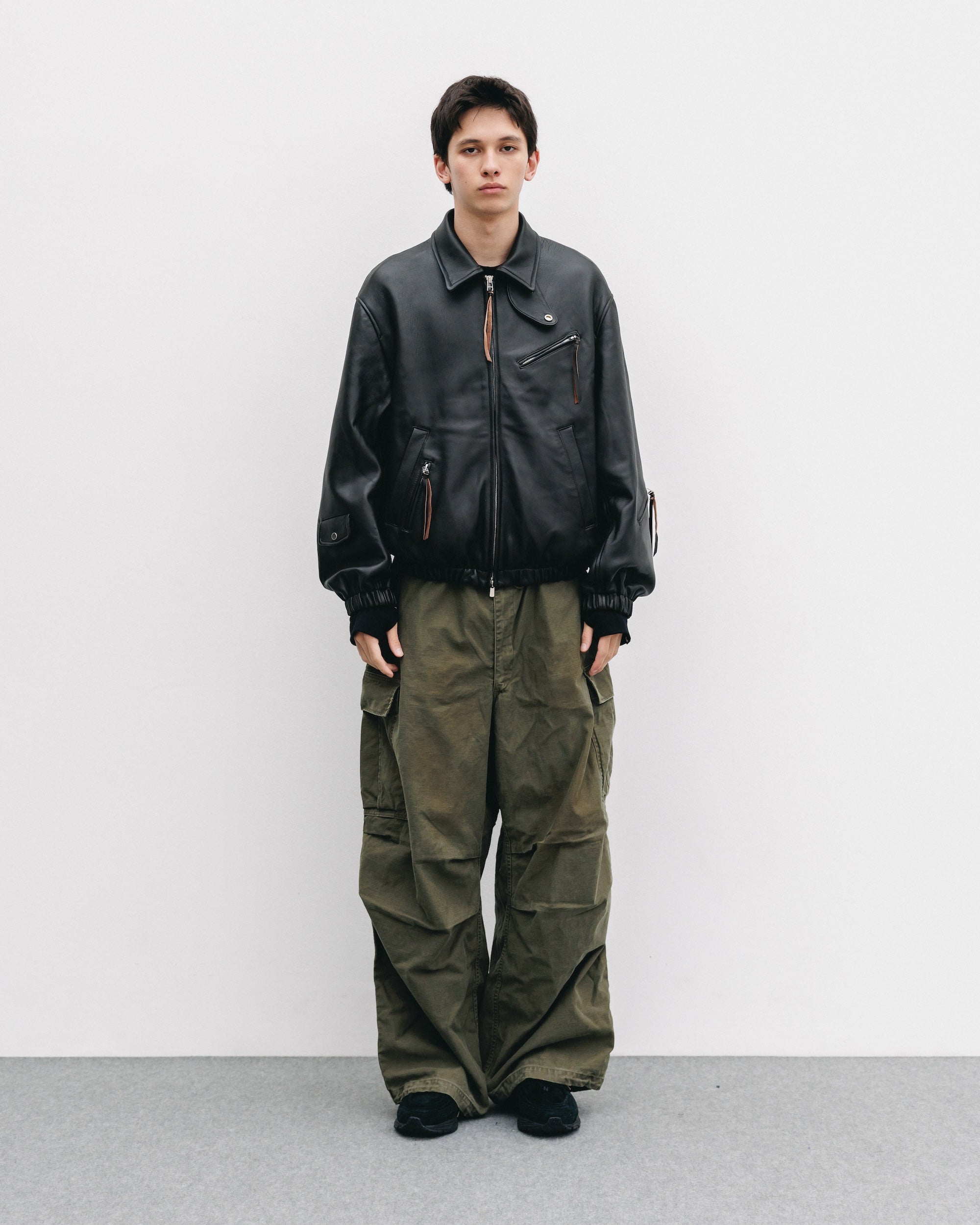 【11.1 SAT 20:00- IN STOCK】SHEEP LEATHER UTILITY JACKET (BLACK)