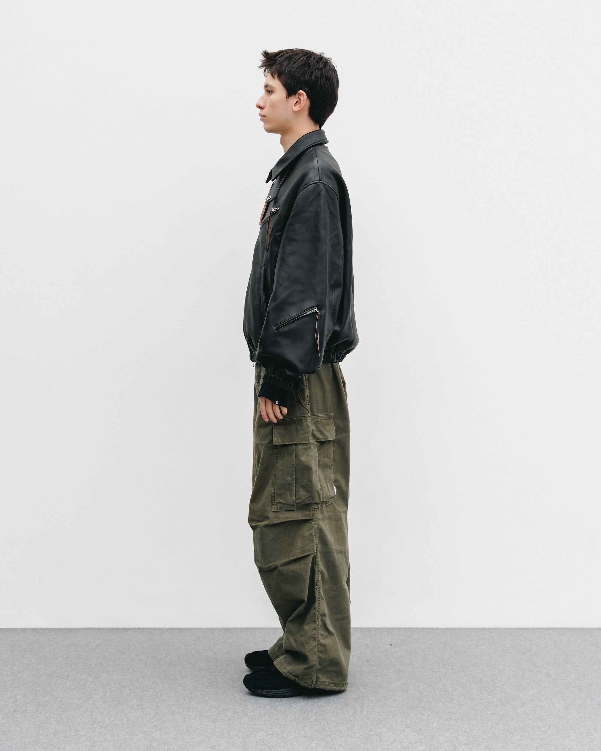 【11.1 SAT 20:00- IN STOCK】SHEEP LEATHER UTILITY JACKET (BLACK)