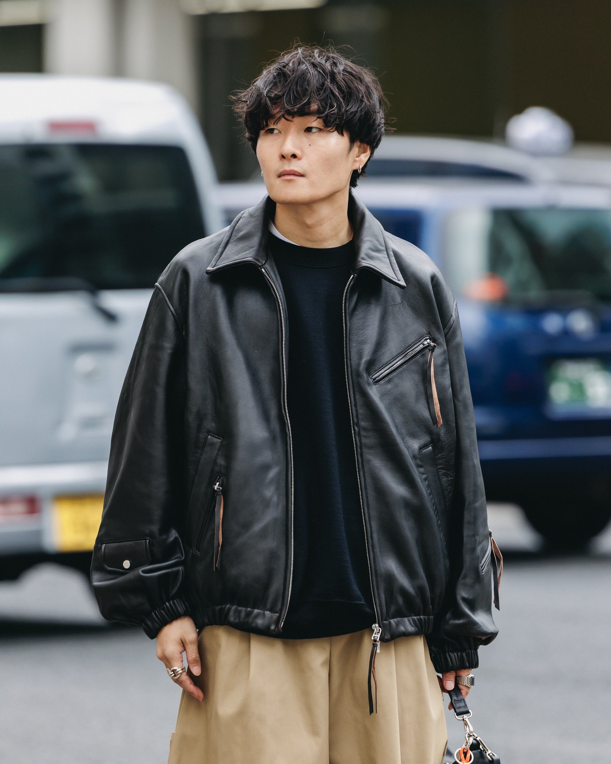 【11.1 SAT 20:00- IN STOCK】SHEEP LEATHER UTILITY JACKET (BLACK)