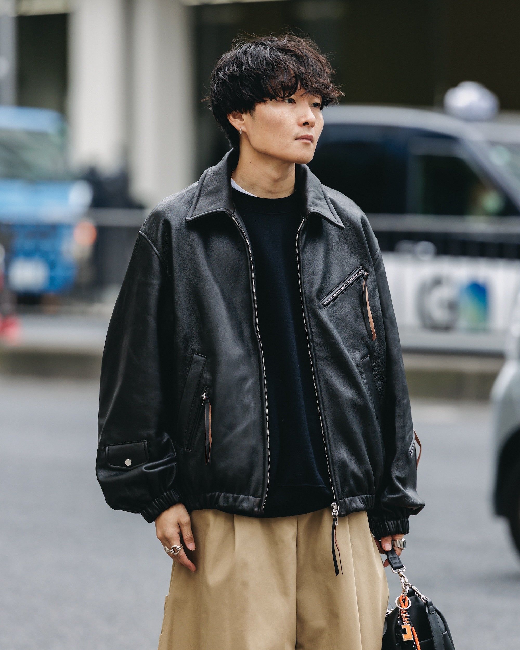【11.1 SAT 20:00- IN STOCK】SHEEP LEATHER UTILITY JACKET (BLACK)
