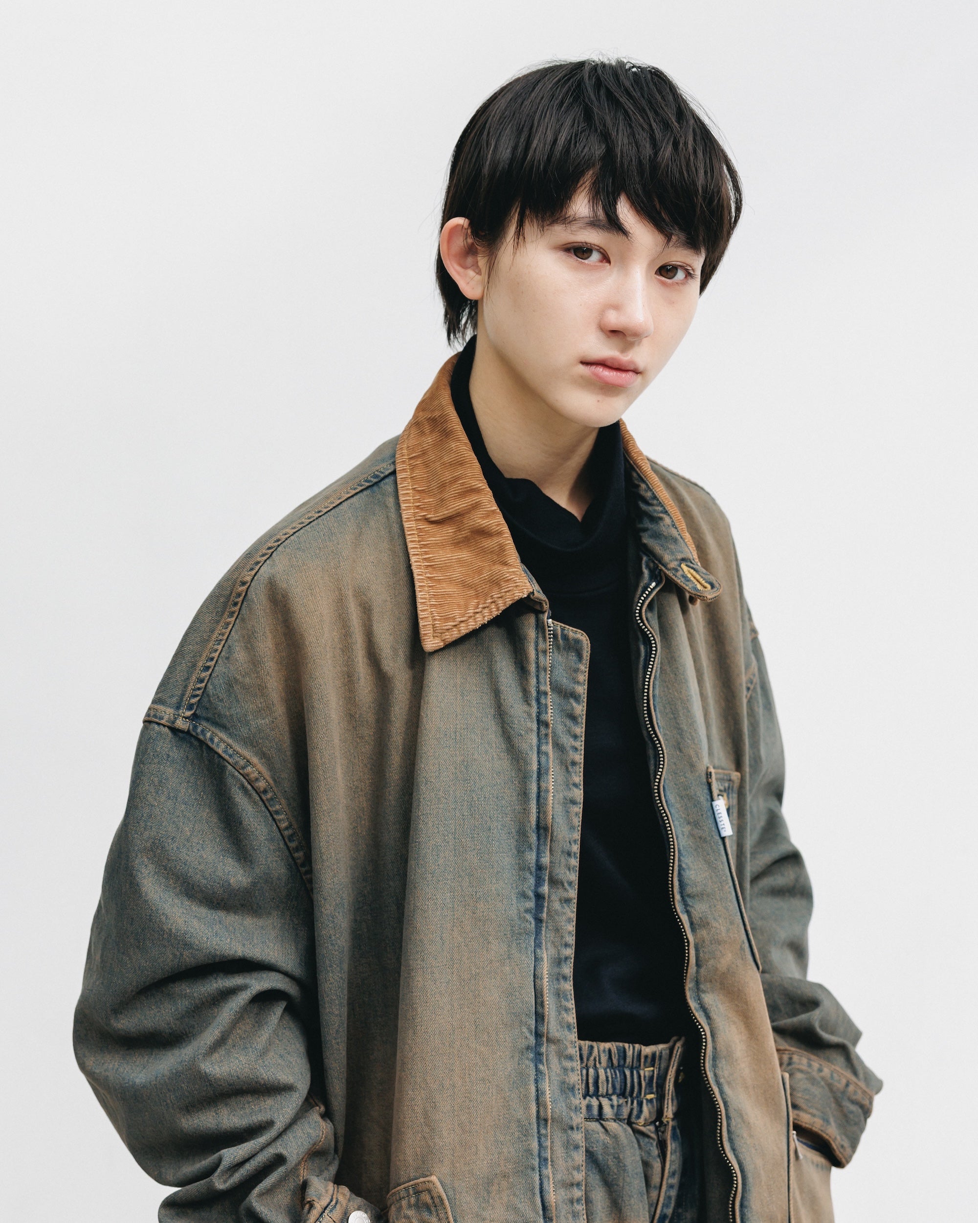 【11.22 SAT 20:00- IN STOCK】VINTAGE DYED SELVEDGE DENIM URBAN JACKET (BROWN)