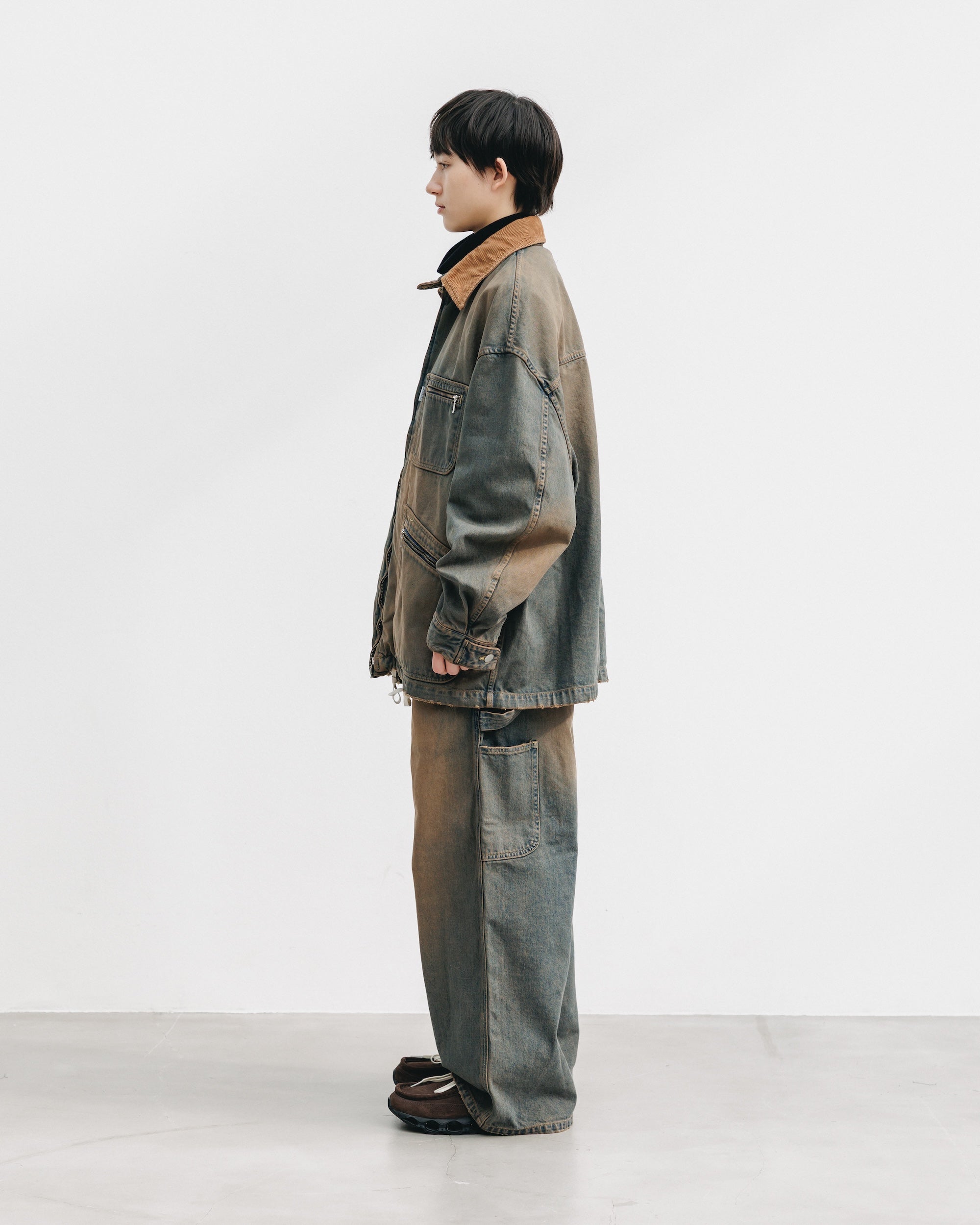 【11.22 SAT 20:00- IN STOCK】VINTAGE DYED SELVEDGE DENIM URBAN JACKET (BROWN)