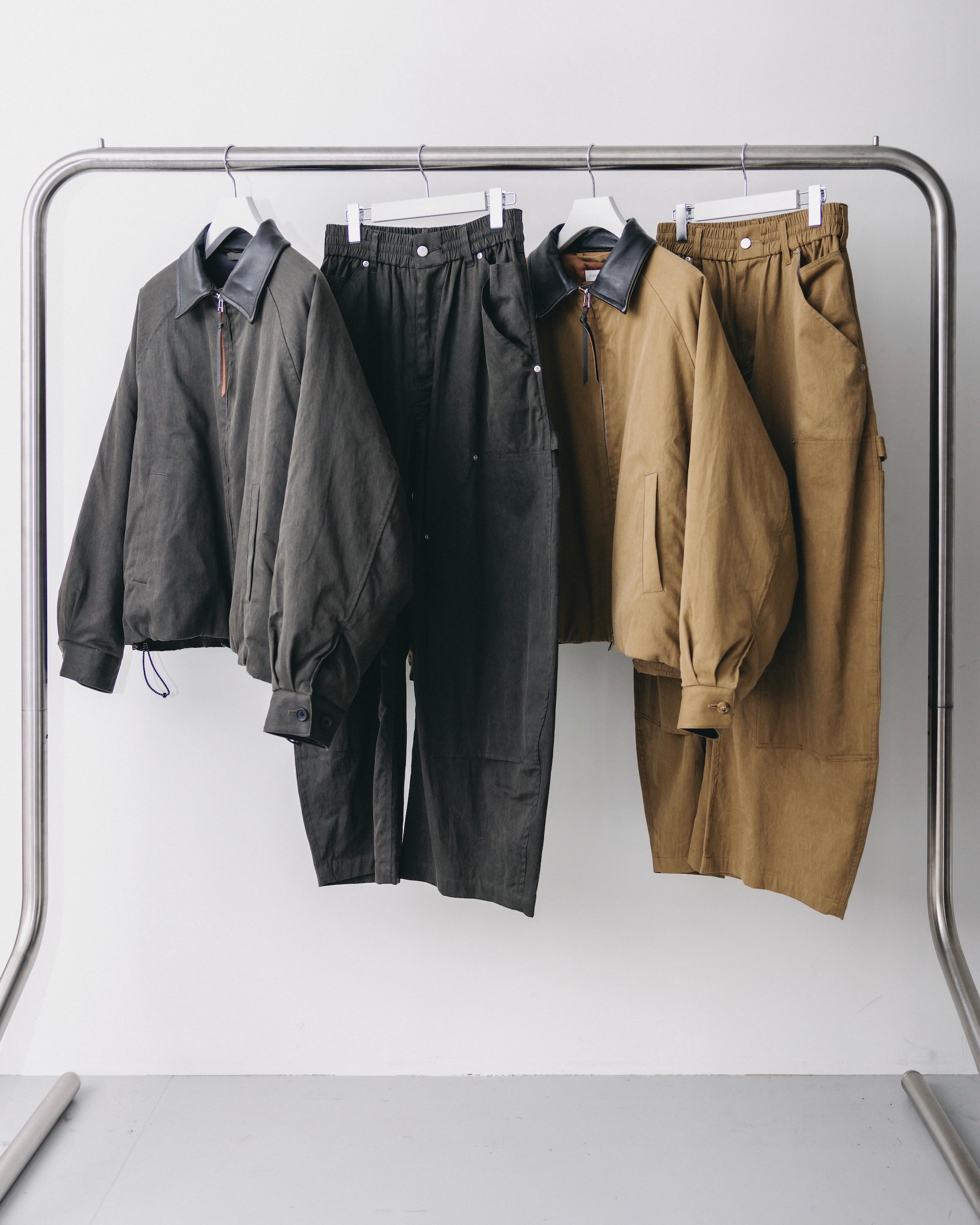 【12.27 SAT 20:00- IN STOCK】VINTAGE EFFECT DOUBLE KNEE CURVED WORKER PANTS (BEIGE)