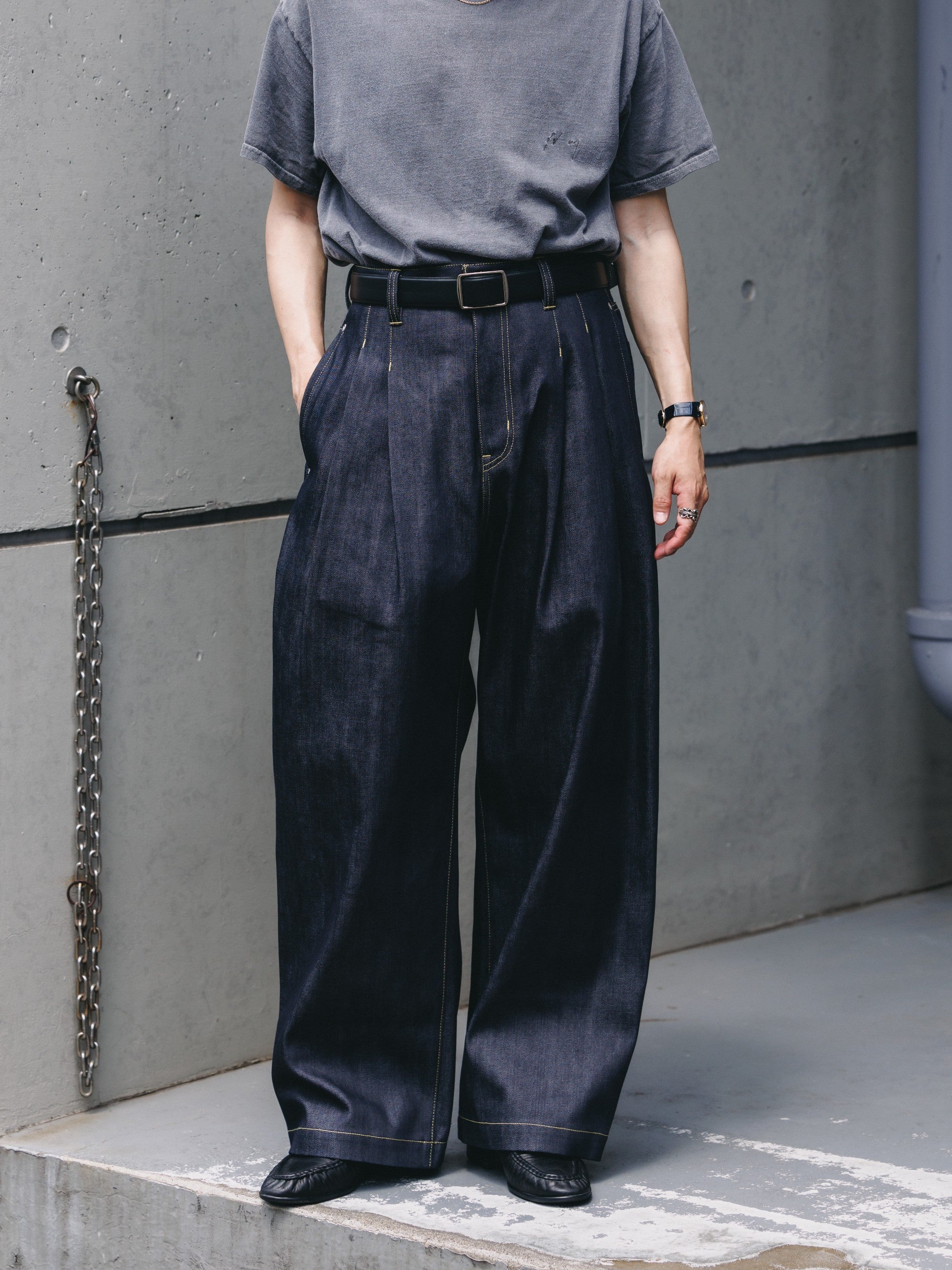 【8.19 WED 20:00- IN STOCK】RAW DENIM CITY WIDE STRAIGHT PANTS (RIGID INDIGO)