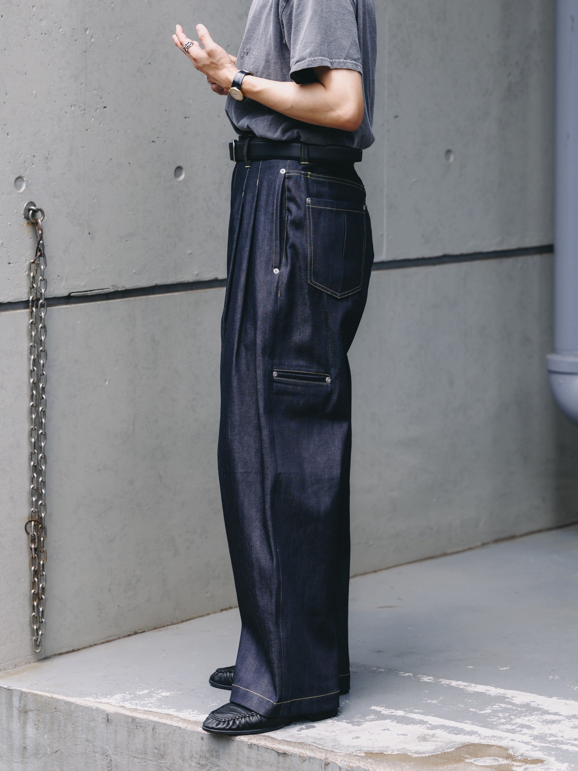 【8.19 WED 20:00- IN STOCK】RAW DENIM CITY WIDE STRAIGHT PANTS (RIGID INDIGO)