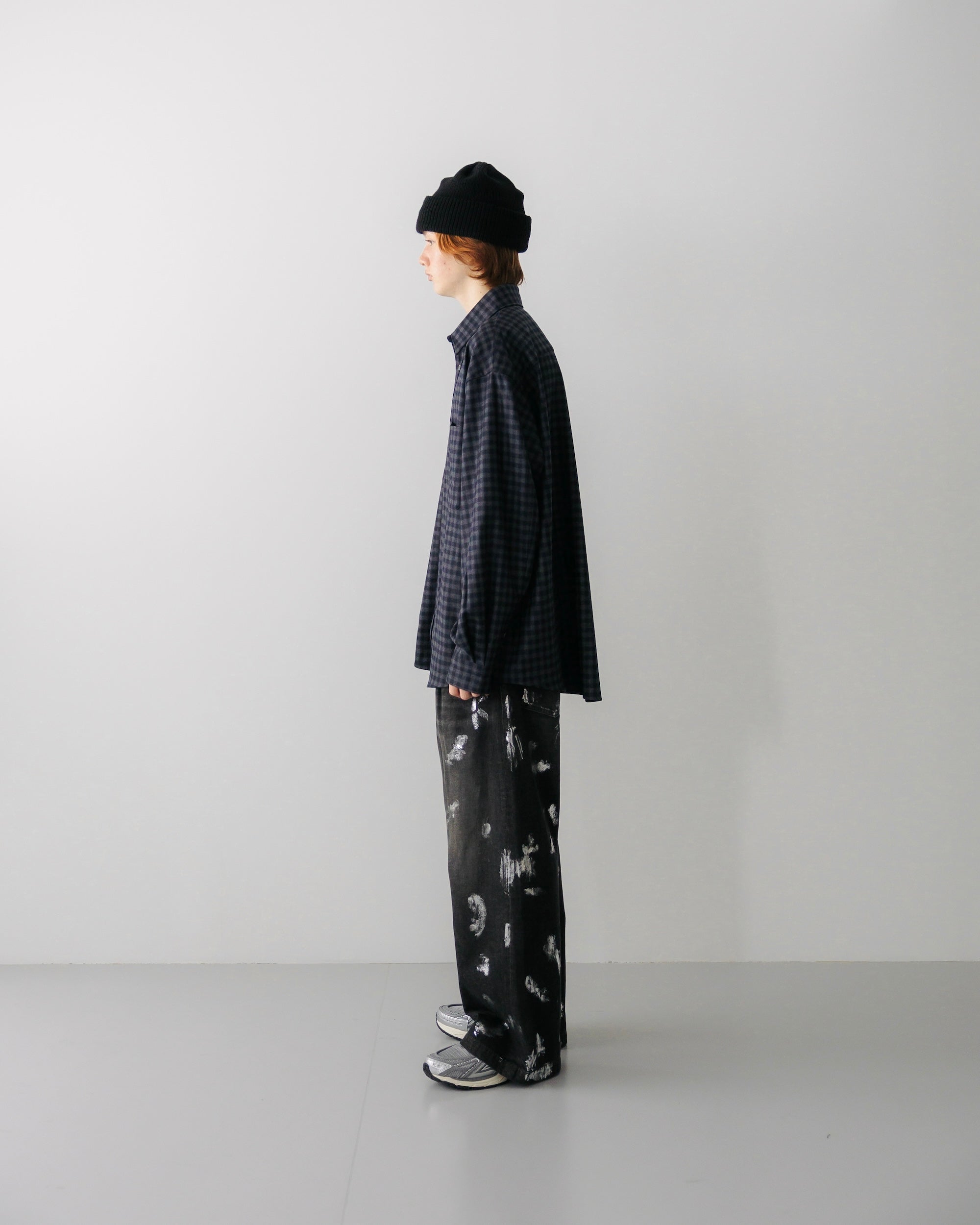 【10.19 SAT 20:00- IN STOCK】SILVER PRINT VINTAGE WASH SELVEDGE DENIM WIDE PANTS