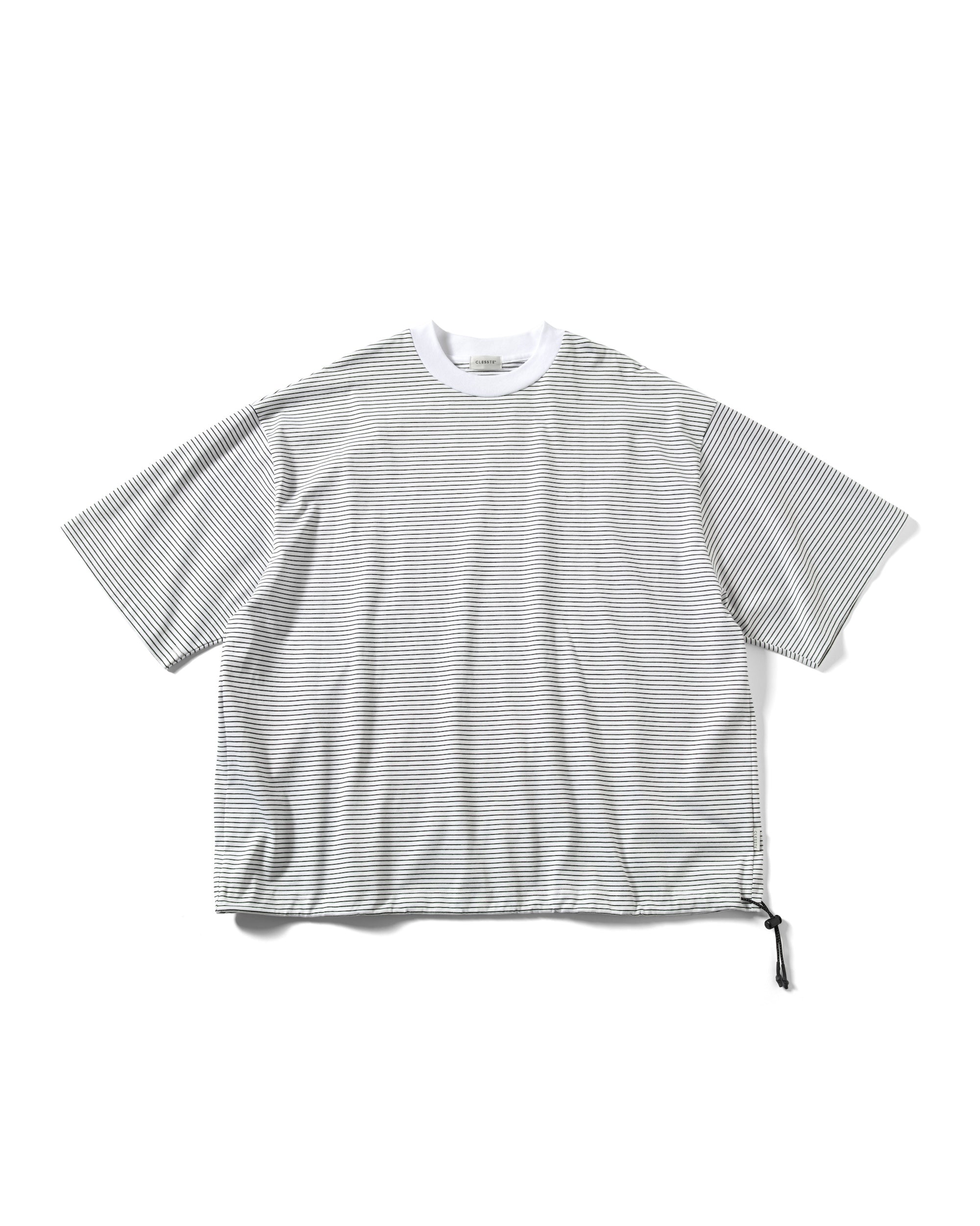 【6.8 SAT 20:00- IN STOCK】STRIPED MASSIVE T-SHIRT WITH DRAWSTRINGS.