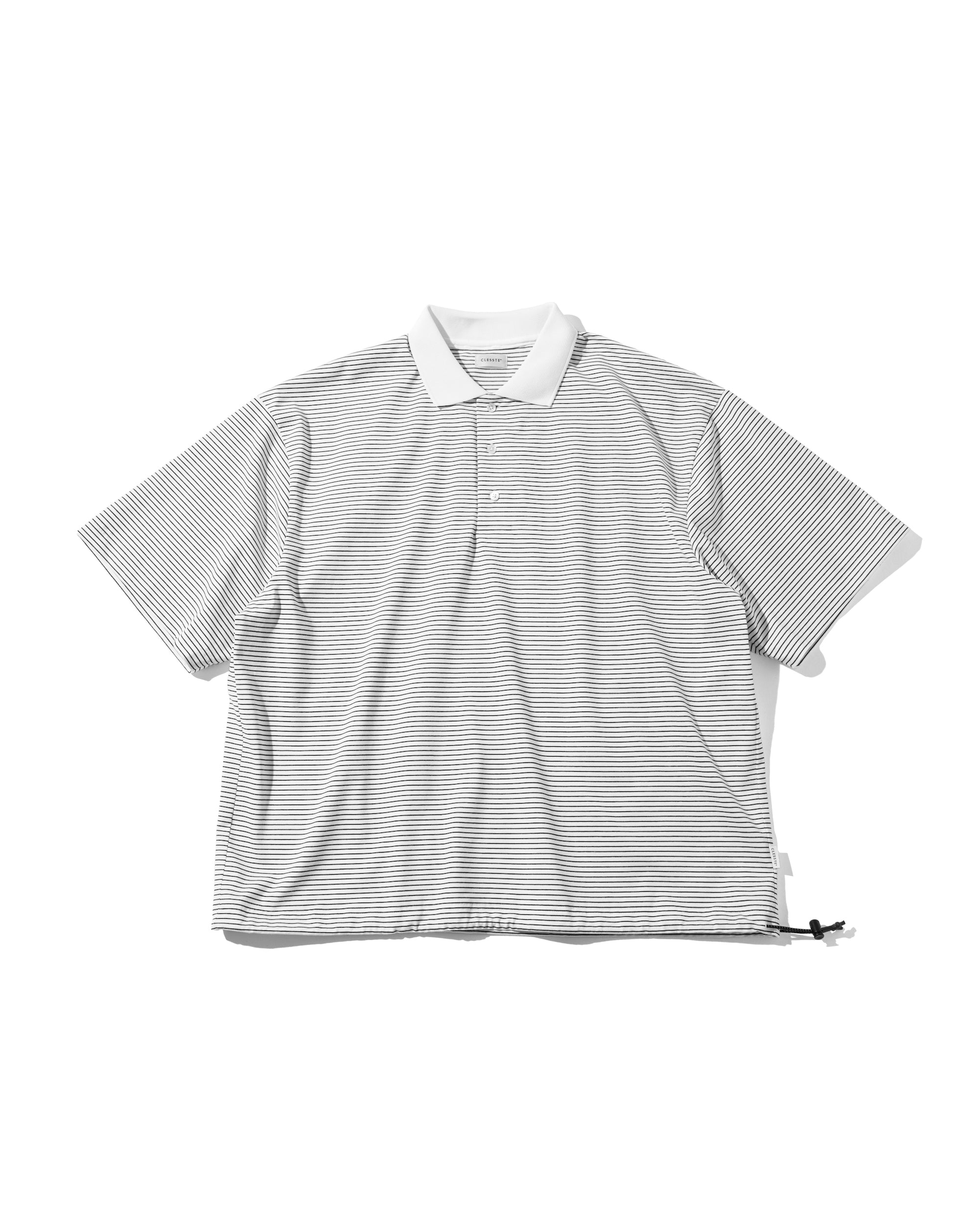 STRIPED MASSIVE S/S POLO SHIRT WITH DRAWSTRINGS
