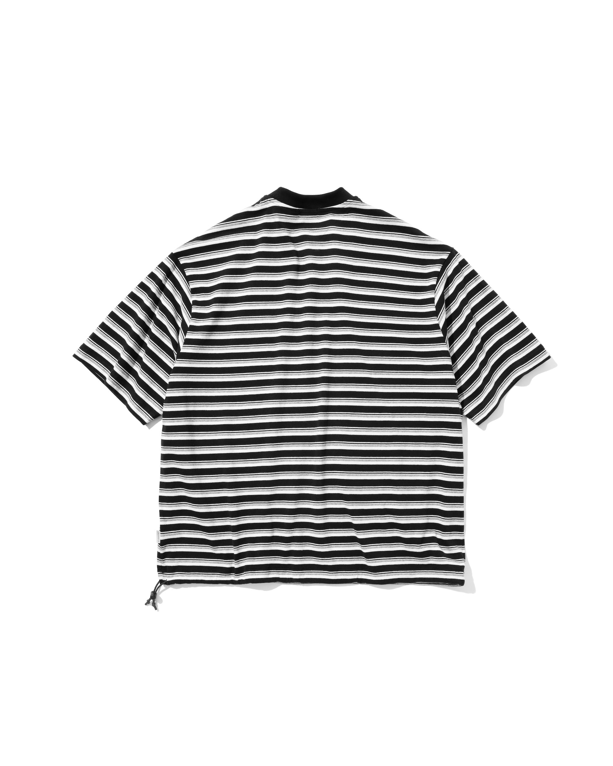 【7.3 WED 20:00- IN STOCK】MULTI STRIPED MASSIVE T-SHIRT WITH DRAWSTRINGS. -  Free / BLACK × WHITE