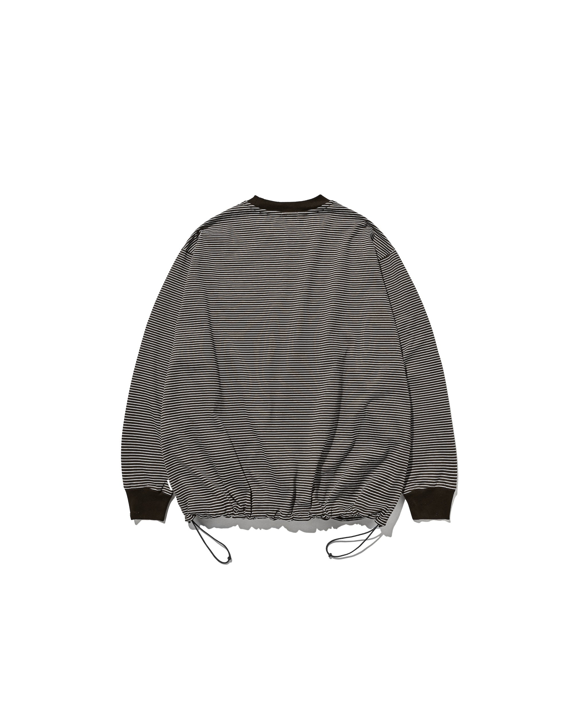 【10.15 WED 20:00- IN STOCK】"C"STRIPED L/S T-SHIRT WITH DRAWSTRINGS FOR YGM (BROWN×WHITE)