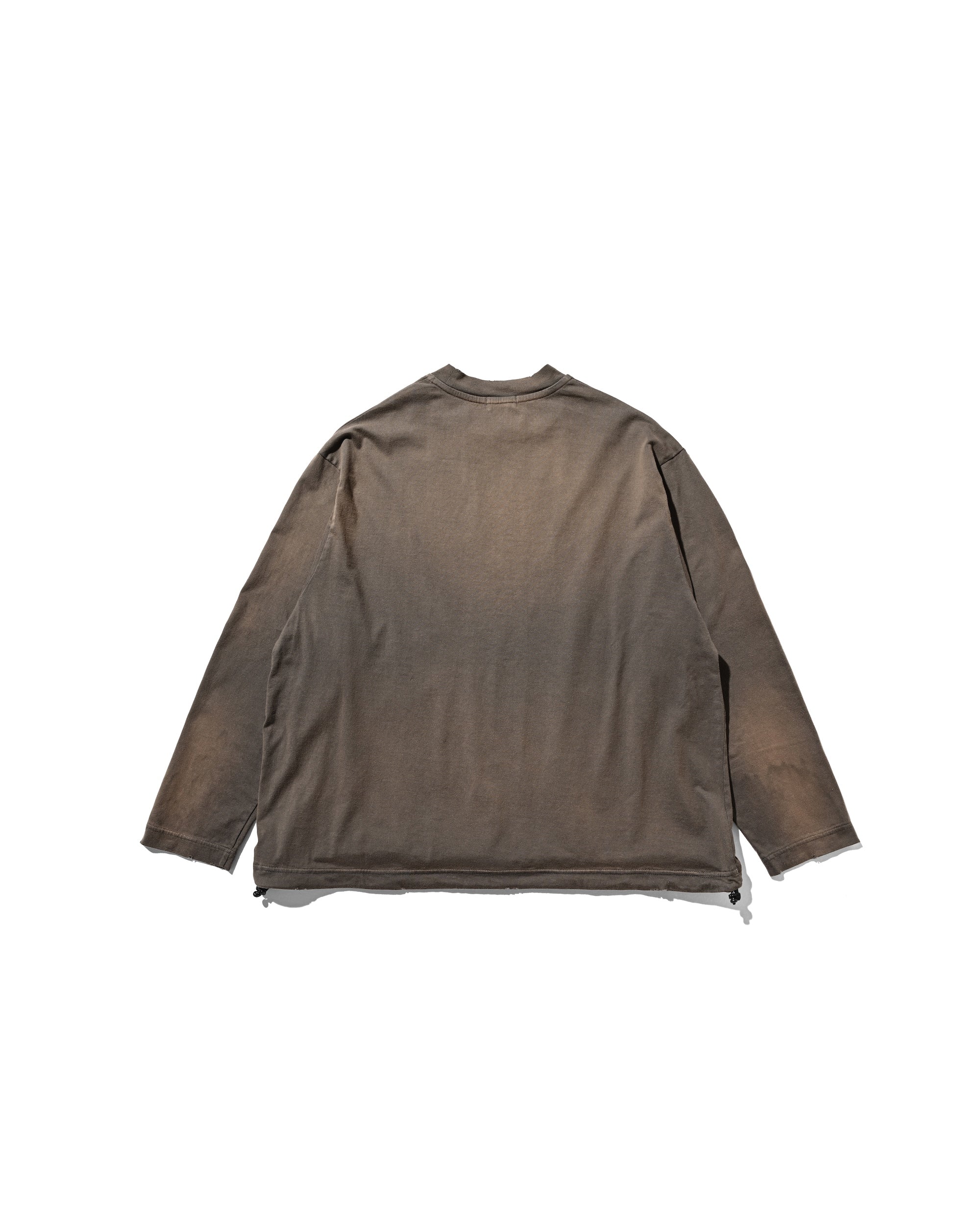 【10.1 WED 20:00- IN STOCK】GRADATION DYED L/S T-SHIRT WITH DRAWSTRINGS (BROWN)