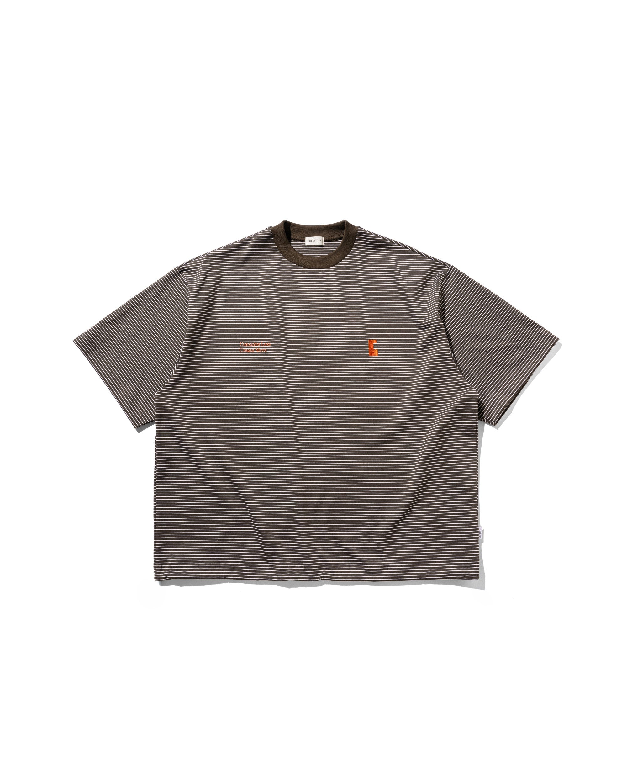 【6.13 SAT 20:00- IN STOCK】"C×CONCEPT" STRIPED S/S T-SHIRT WITH DRAWSTRINGS (BROWN×WHITE)