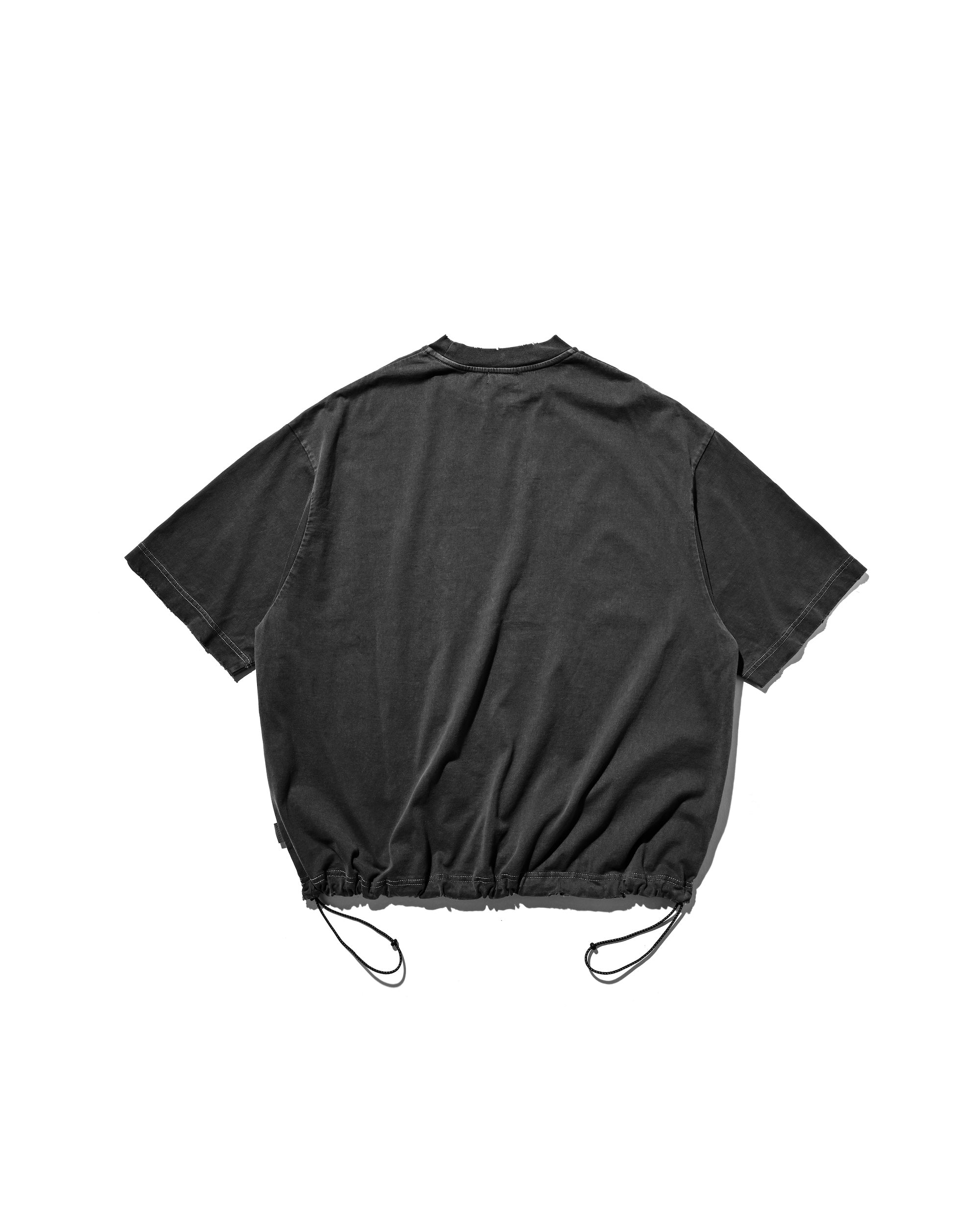 "CLESSTE BOY" PIGMENT DYED S/S T-SHIRT WITH DRAWSTRINGS (FADE BLACK).