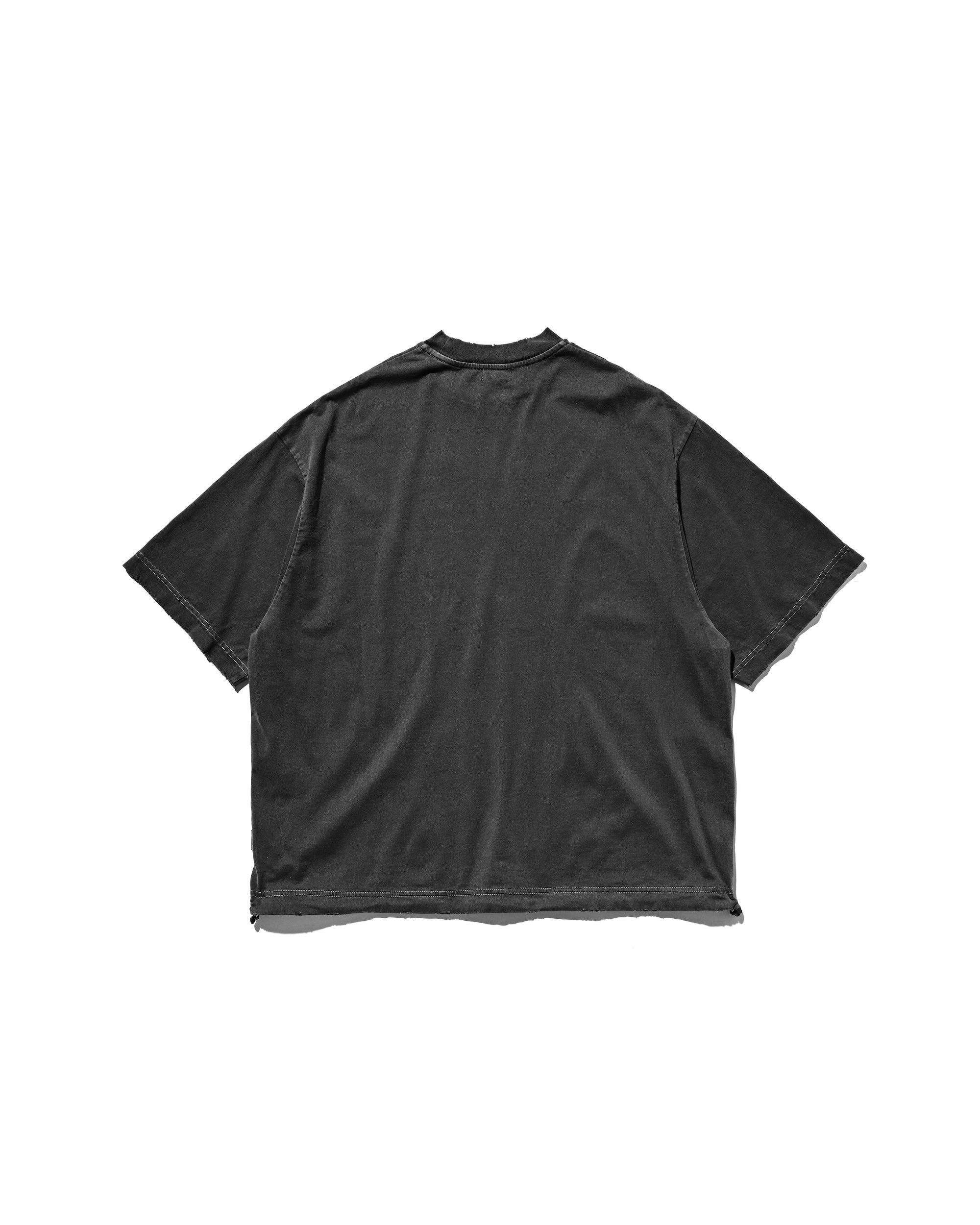 "CLESSTE BOY" PIGMENT DYED S/S T-SHIRT WITH DRAWSTRINGS (FADE BLACK).