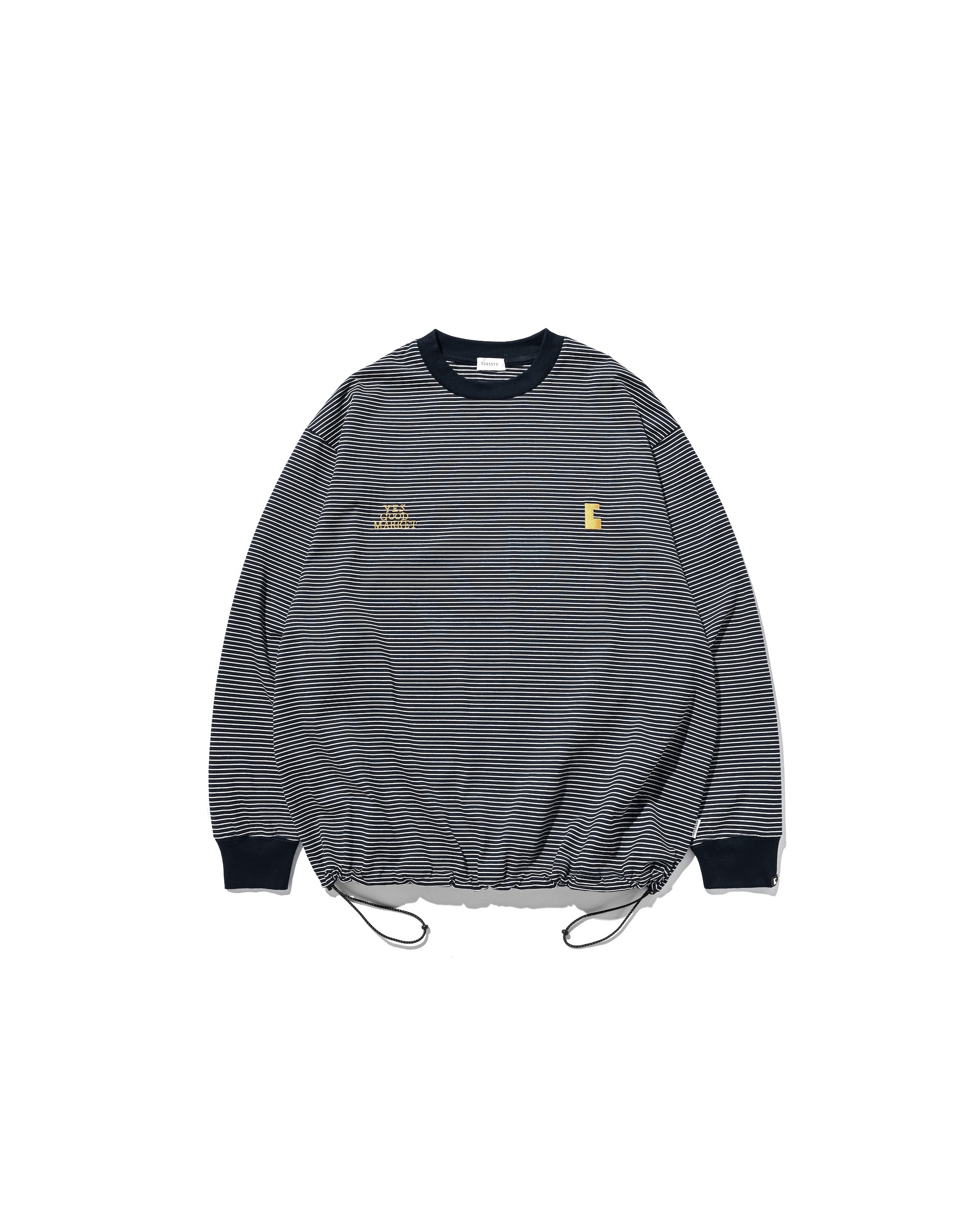 【10.15 WED 20:00- IN STOCK】"C"STRIPED L/S T-SHIRT WITH DRAWSTRINGS FOR YGM (NAVY×WHITE)