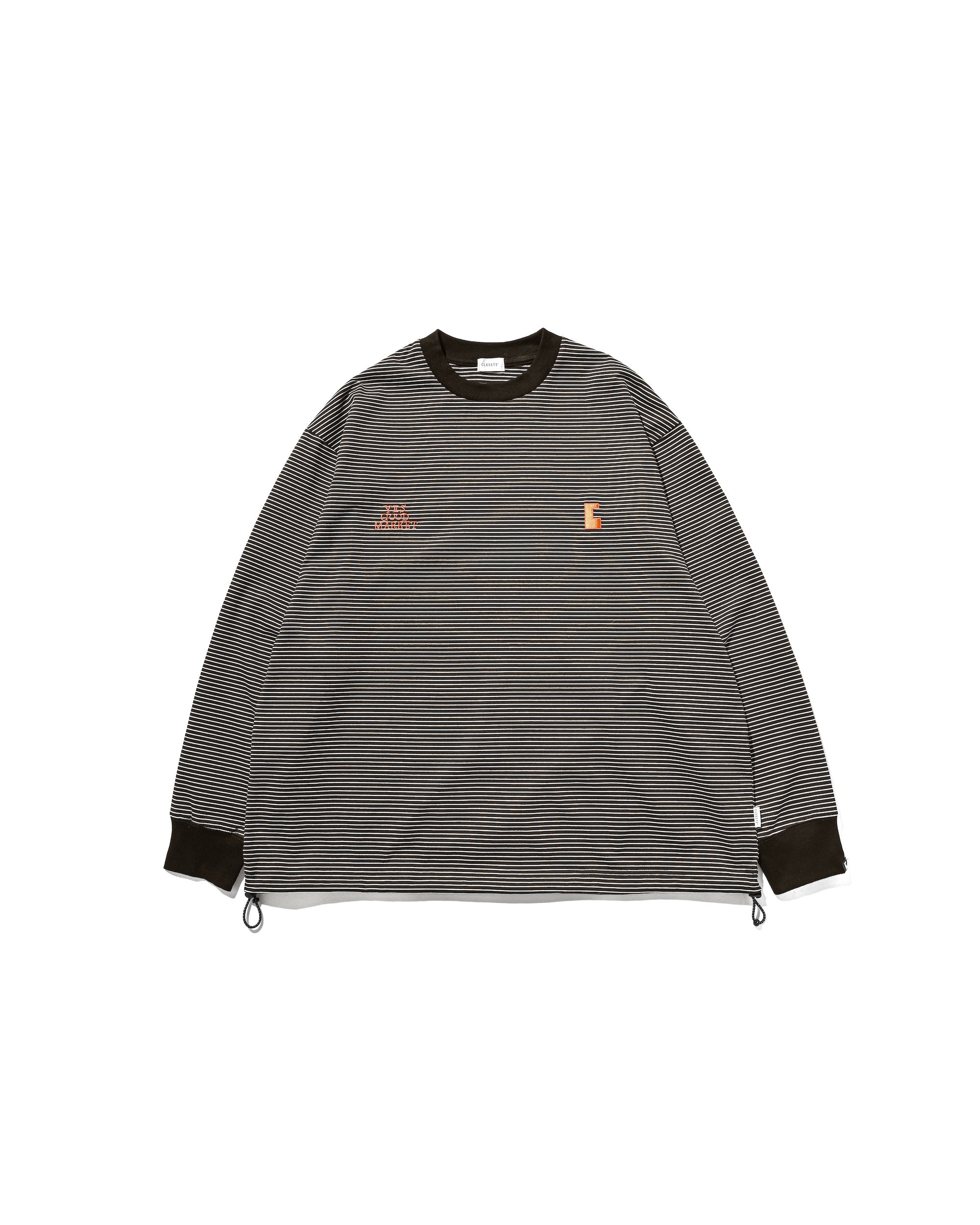 【10.15 WED 20:00- IN STOCK】"C"STRIPED L/S T-SHIRT WITH DRAWSTRINGS FOR YGM (BROWN×WHITE)