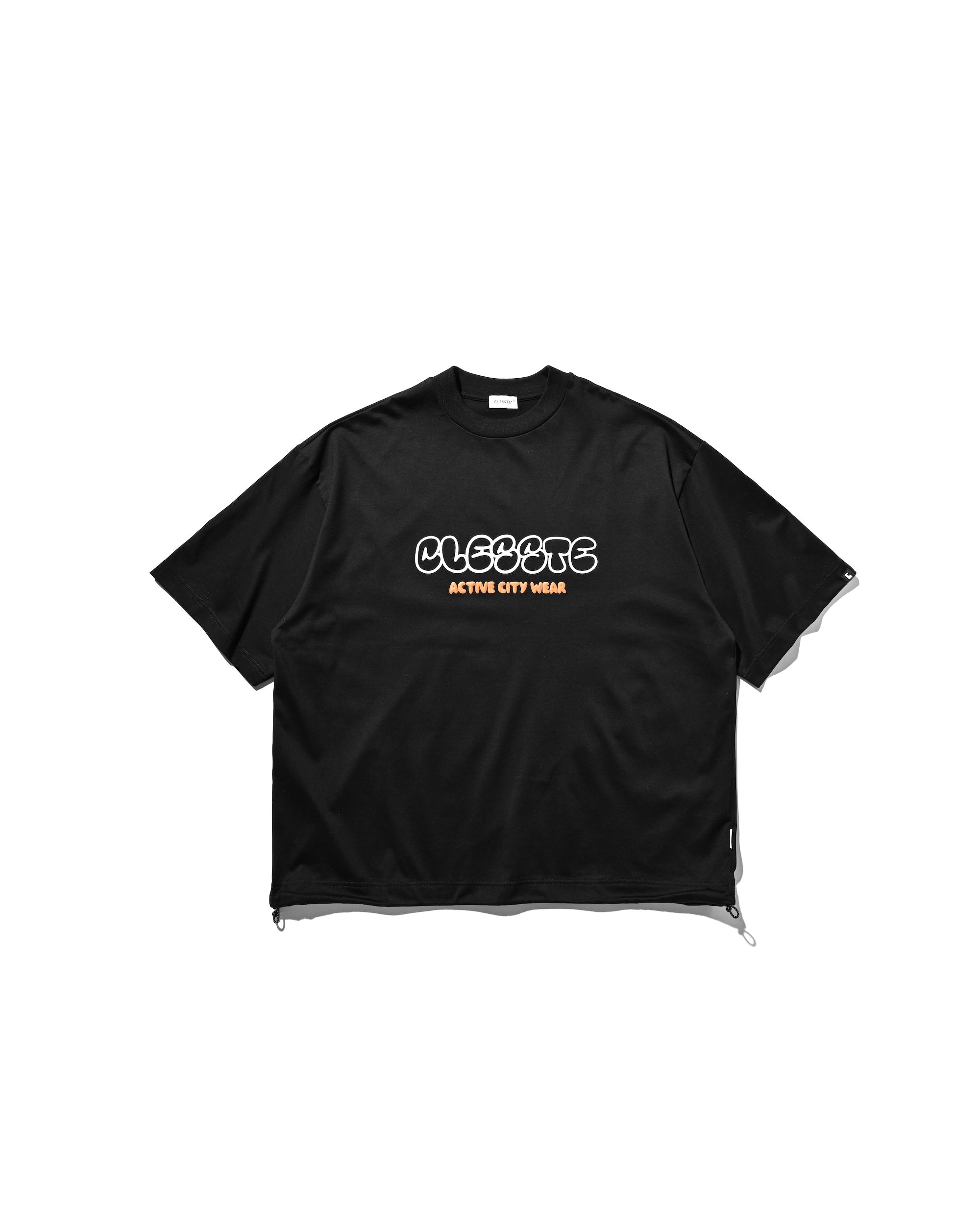 【8.23 SAT 20:00- IN STOCK】BUBBLE LOGO PRINT MASSIVE T-SHIRT WITH DRAWSTRINGS (BLACK)