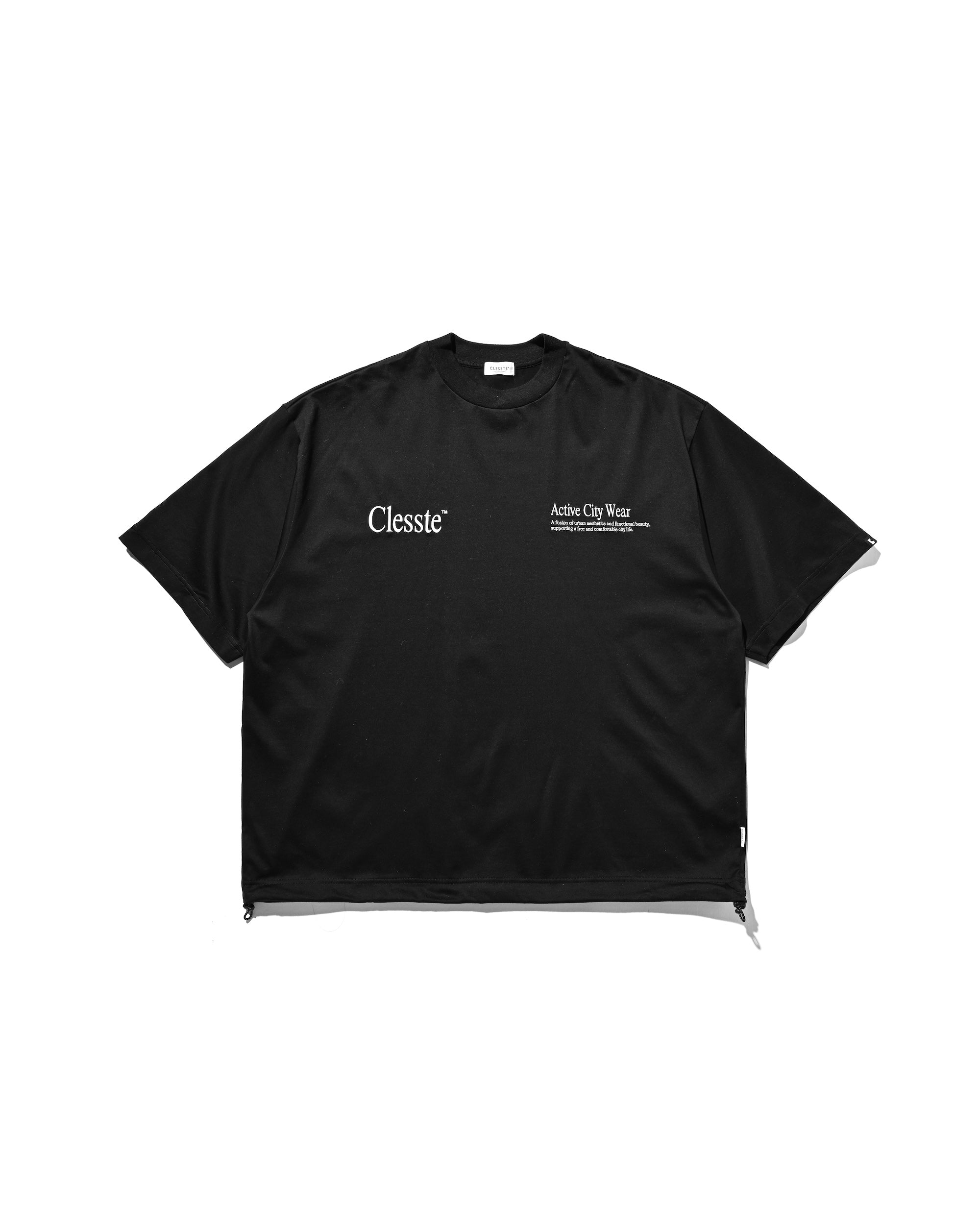 【8.23 SAT 20:00- IN STOCK】ENBROIDERY MASSIVE T-SHIRT WITH DRAWSTRINGS (BLACK)