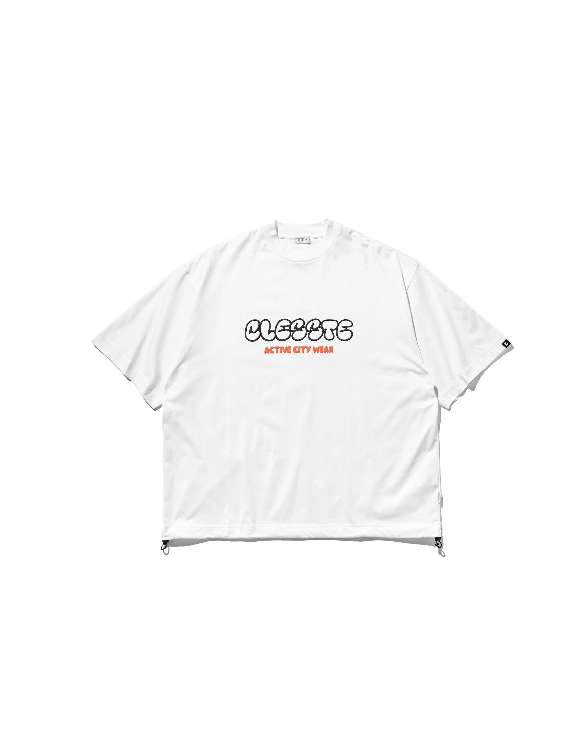 【8.23 SAT 20:00- IN STOCK】BUBBLE LOGO PRINT MASSIVE T-SHIRT WITH DRAWSTRINGS (WHITE)