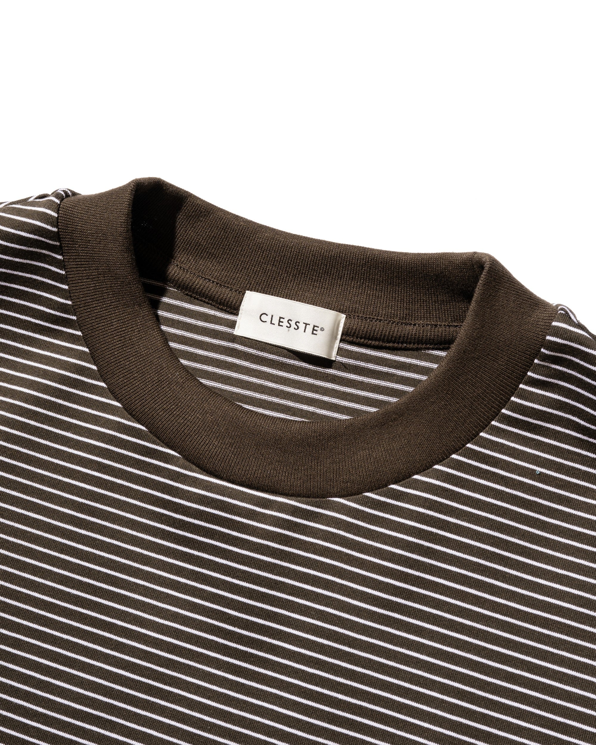 【6.13 SAT 20:00- IN STOCK】"C×CONCEPT" STRIPED S/S T-SHIRT WITH DRAWSTRINGS (BROWN×WHITE)