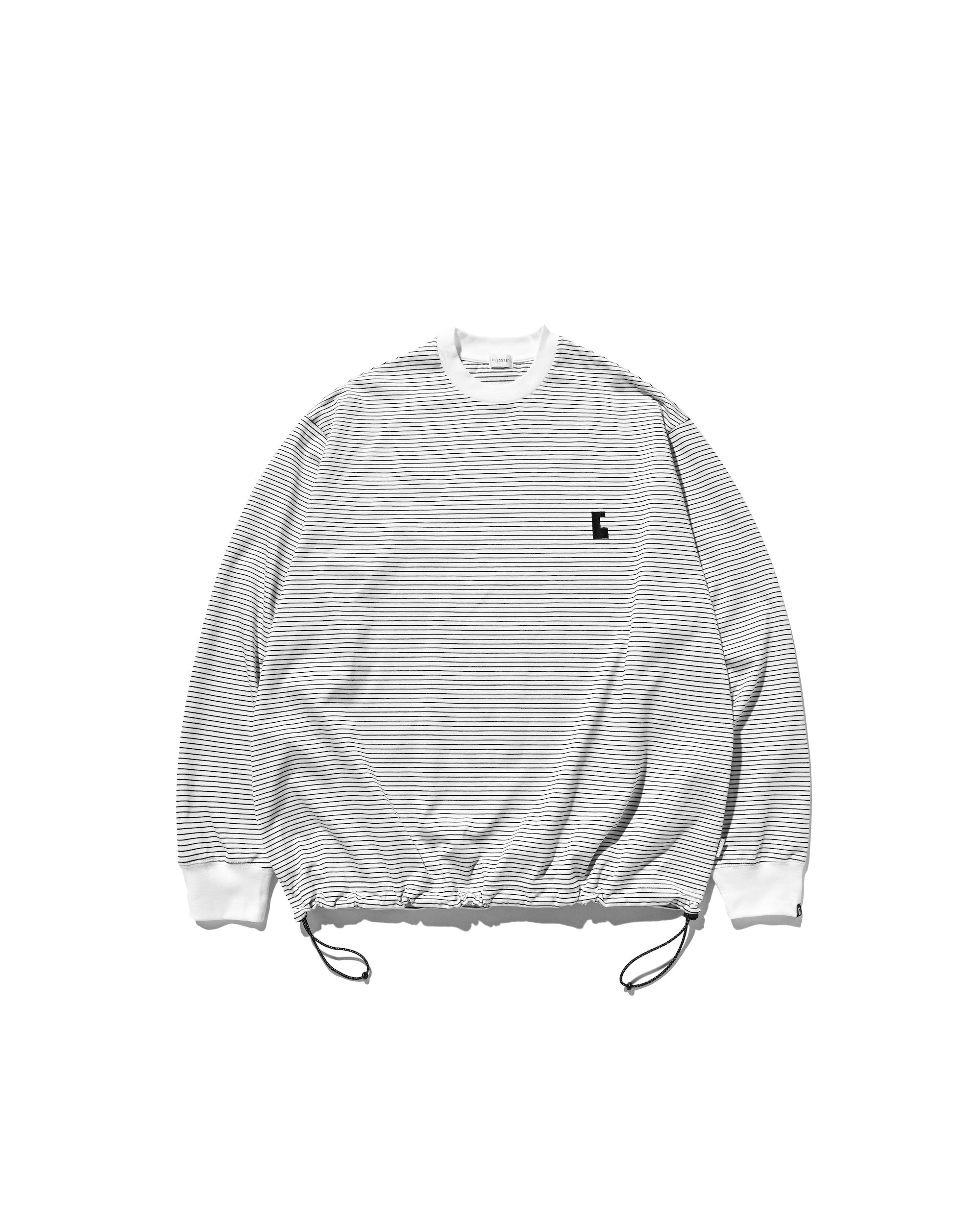 【10.22 WED 20:00- IN STOCK】"C"STRIPED L/S T-SHIRT WITH DRAWSTRINGS (WHITE×BLACK)