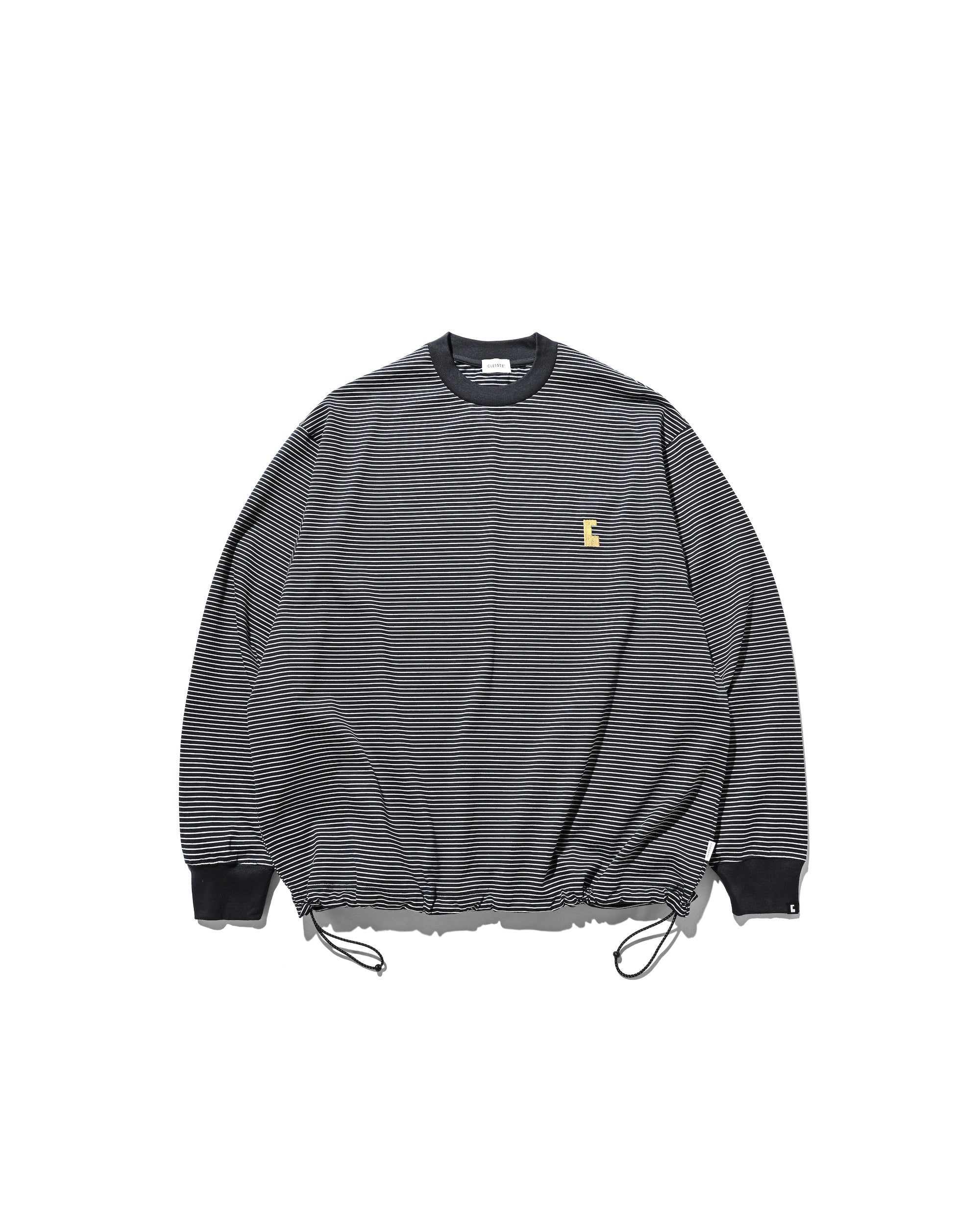 【10.22 WED 20:00- IN STOCK】"C"STRIPED L/S T-SHIRT WITH DRAWSTRINGS (NAVY×WHITE)