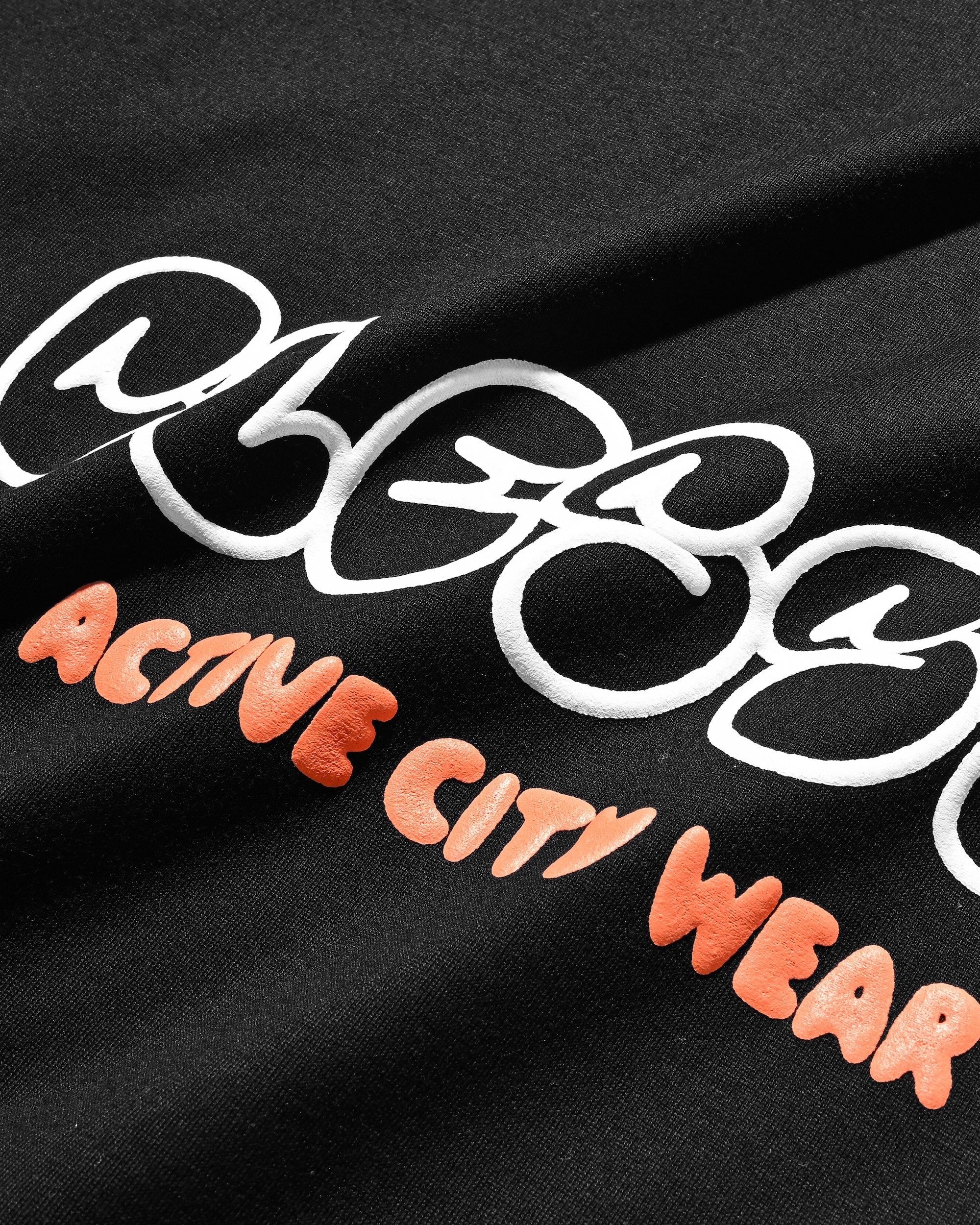 【8.23 SAT 20:00- IN STOCK】BUBBLE LOGO PRINT MASSIVE T-SHIRT WITH DRAWSTRINGS (BLACK)