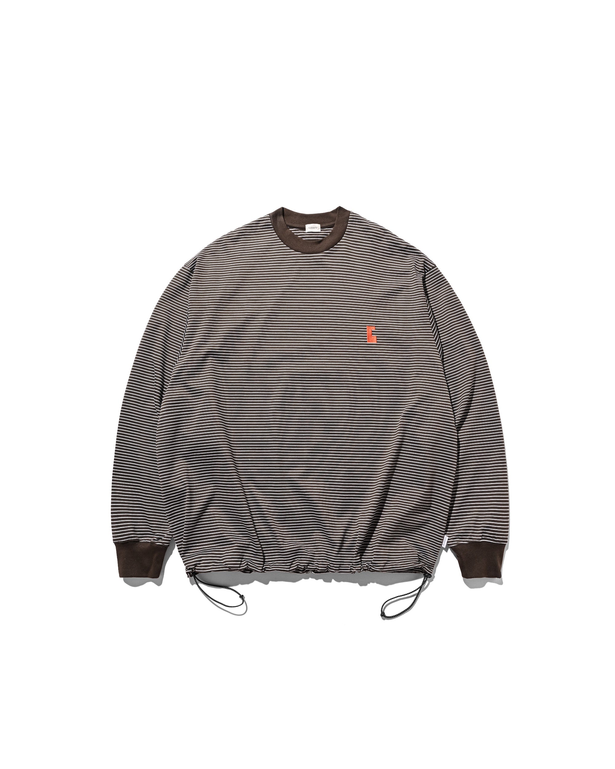 【10.22 WED 20:00- IN STOCK】"C"STRIPED L/S T-SHIRT WITH DRAWSTRINGS (BROWN×WHITE)