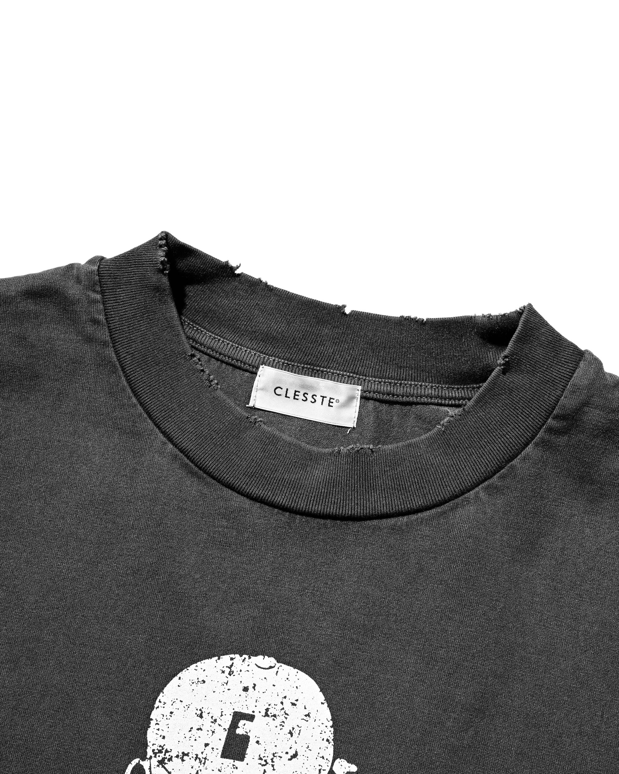 "CLESSTE BOY" PIGMENT DYED S/S T-SHIRT WITH DRAWSTRINGS (FADE BLACK).