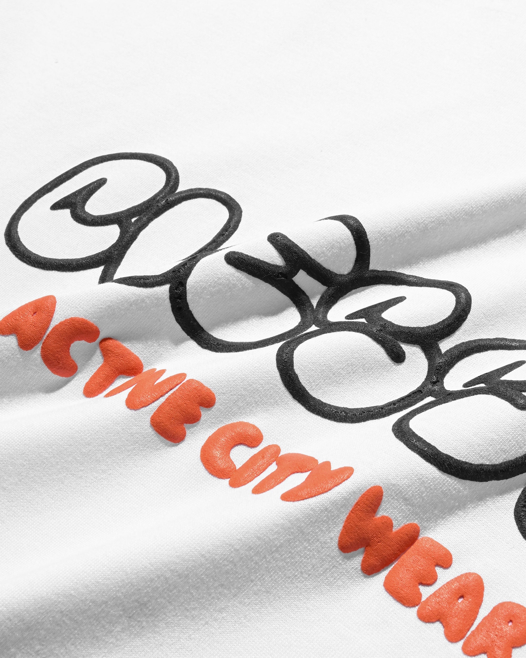 【8.23 SAT 20:00- IN STOCK】BUBBLE LOGO PRINT MASSIVE T-SHIRT WITH DRAWSTRINGS (WHITE)