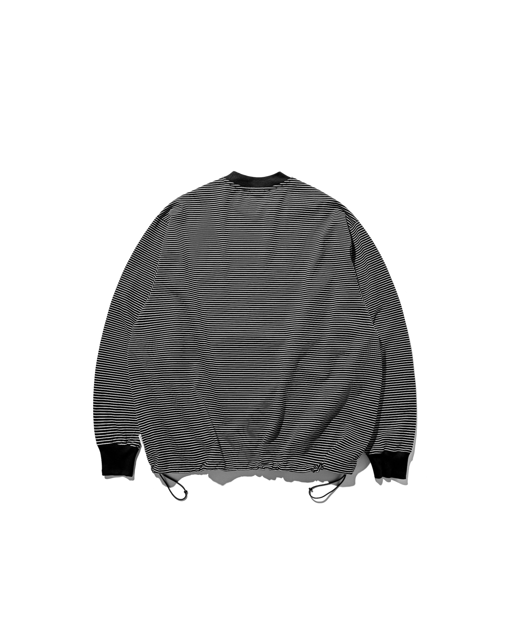 "C"STRIPED L/S T-SHIRT WITH DRAWSTRINGS (BLACK×WHITE)