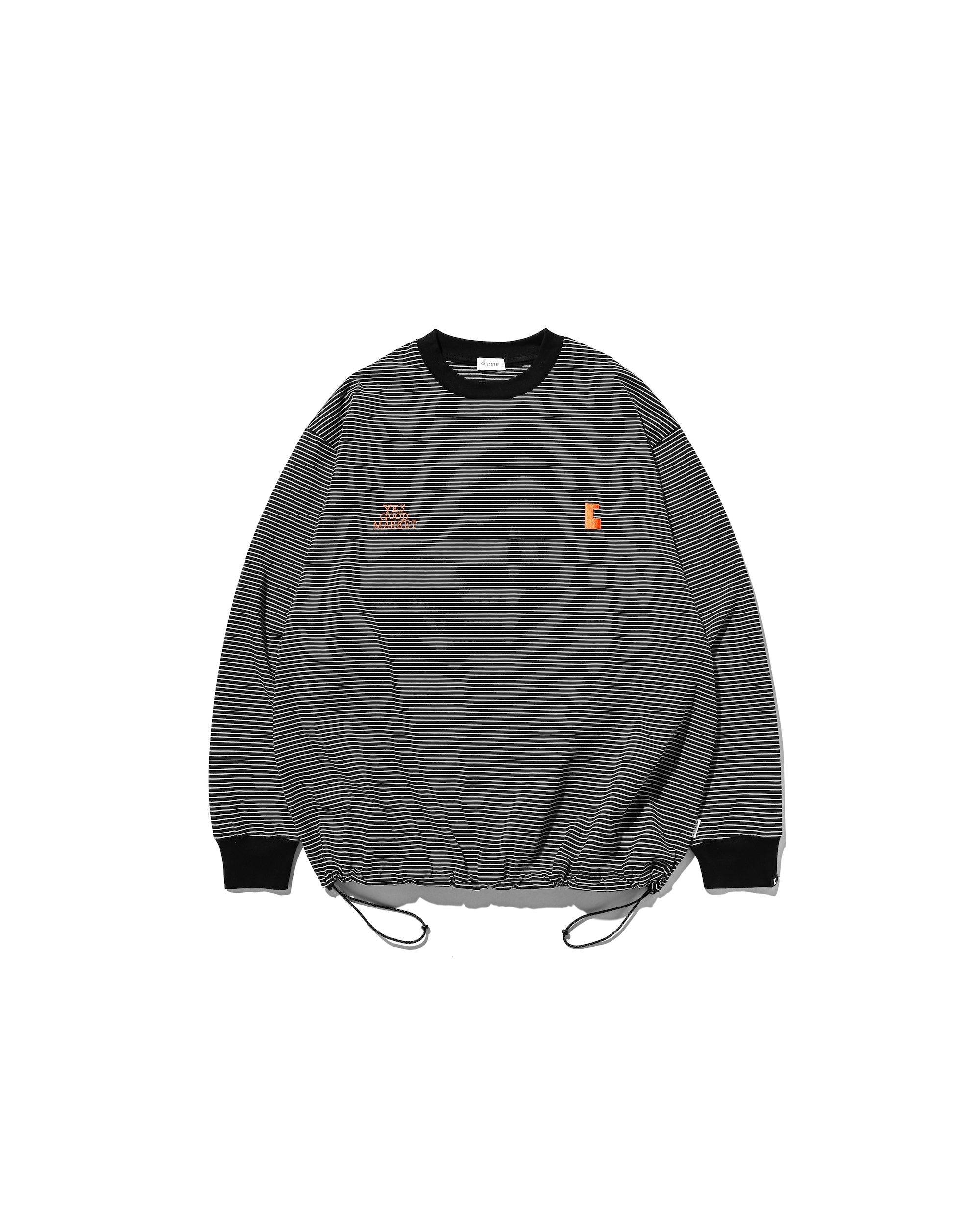 【10.15 WED 20:00- IN STOCK】"C"STRIPED L/S T-SHIRT WITH DRAWSTRINGS FOR YGM (BLACK×WHITE)