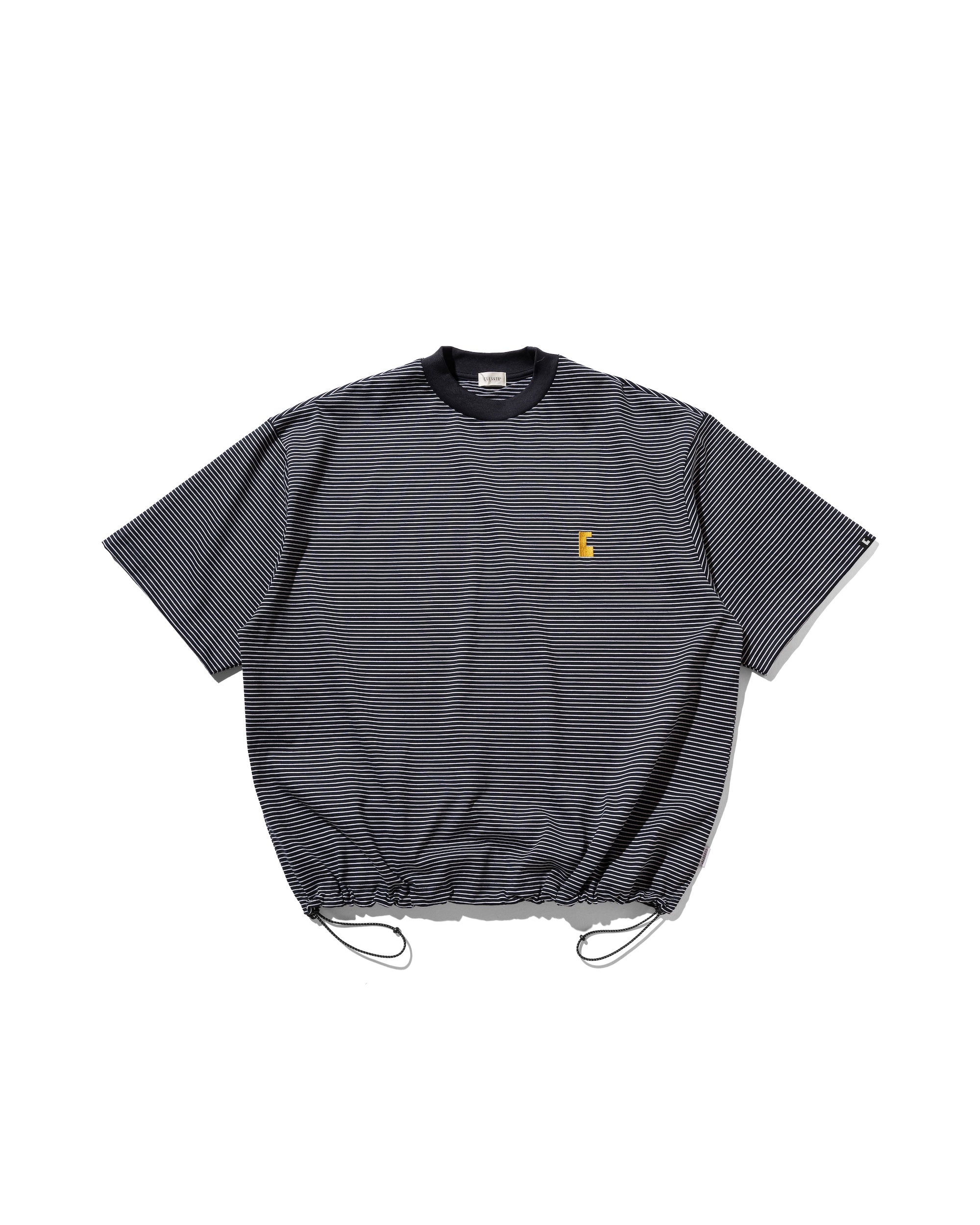 【7.30 WED 20:00- IN STOCK】"C"STRIPED MASSIVE T-SHIRT WITH DRAWSTRINGS (NAVY×WHITE)