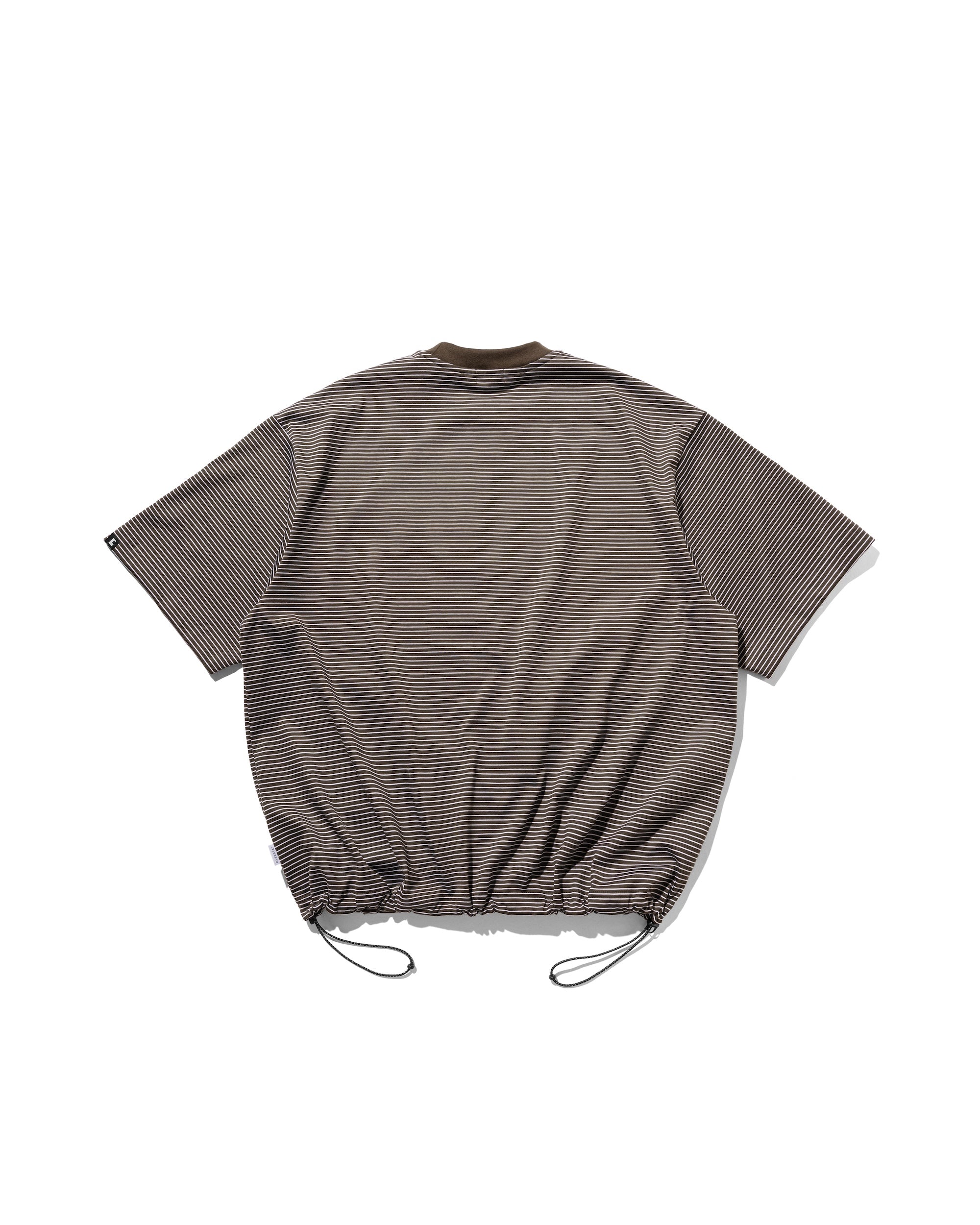 【7.30 WED 20:00- IN STOCK】"C"STRIPED MASSIVE T-SHIRT WITH DRAWSTRINGS (BROWN×WHITE)