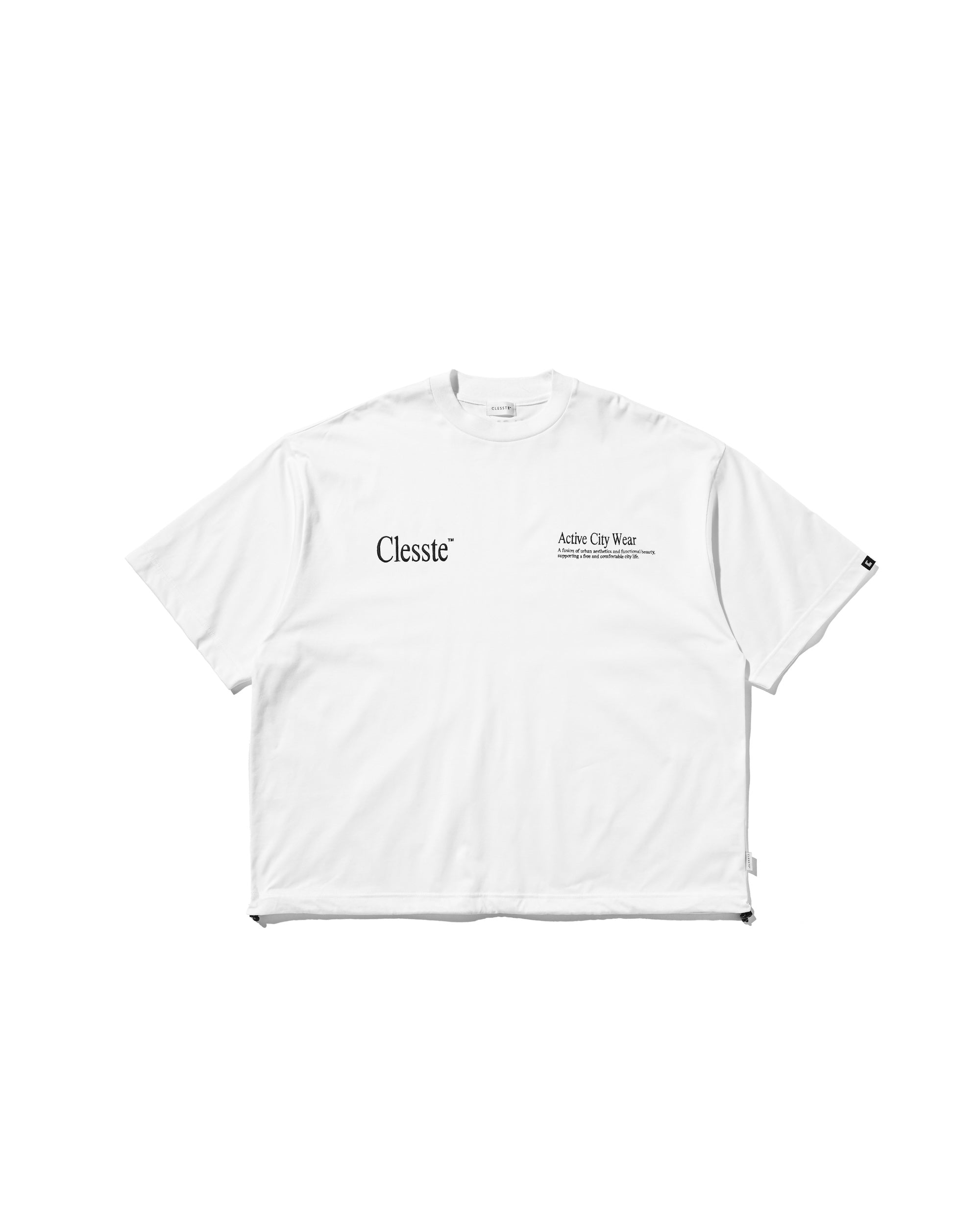 【8.23 SAT 20:00- IN STOCK】ENBROIDERY MASSIVE T-SHIRT WITH DRAWSTRINGS (WHITE)