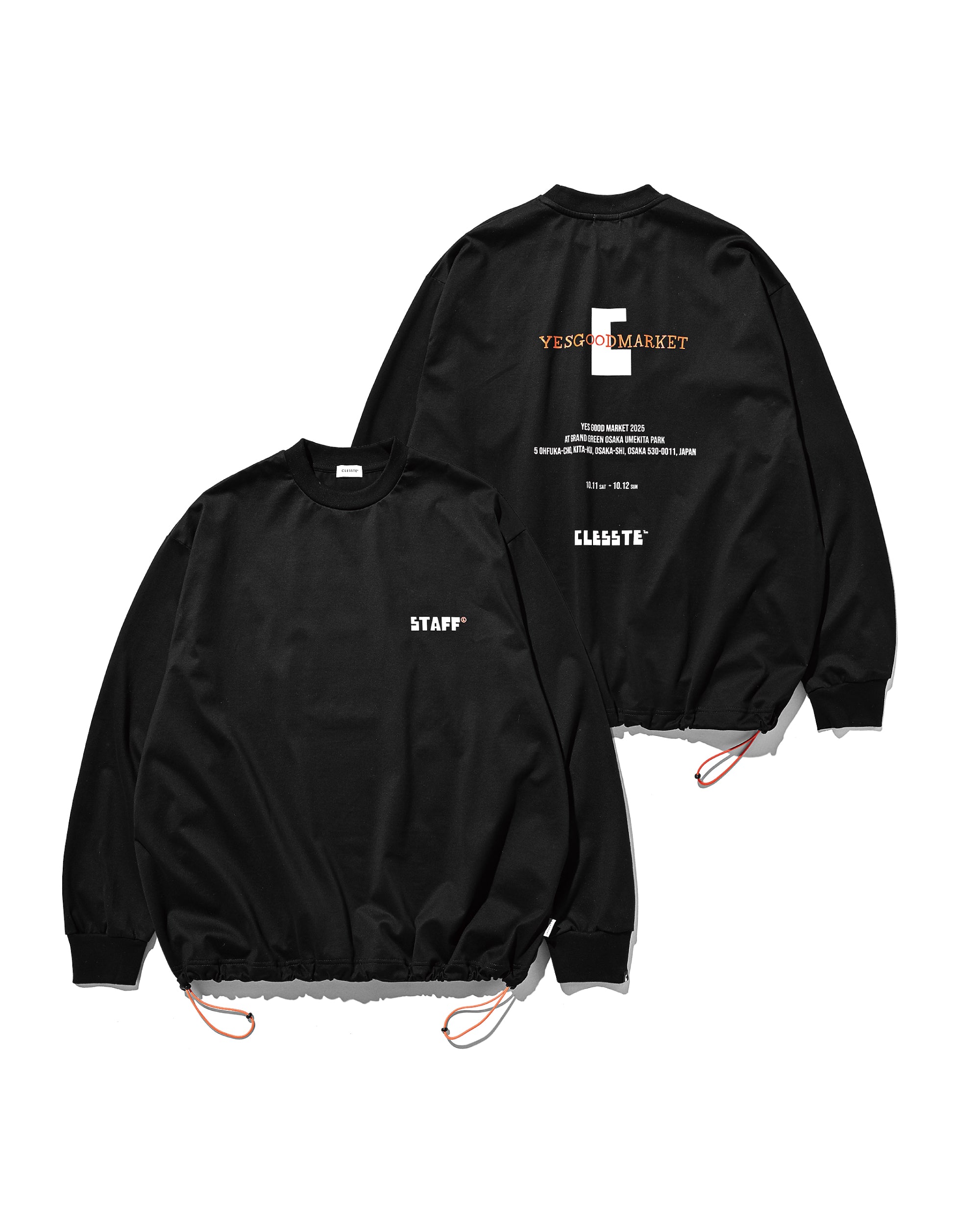 【10.15 WED 20:00- IN STOCK】"C×YGM"STAFF L/S T-SHIRT WITH DRAWSTRINGS (BLACK)