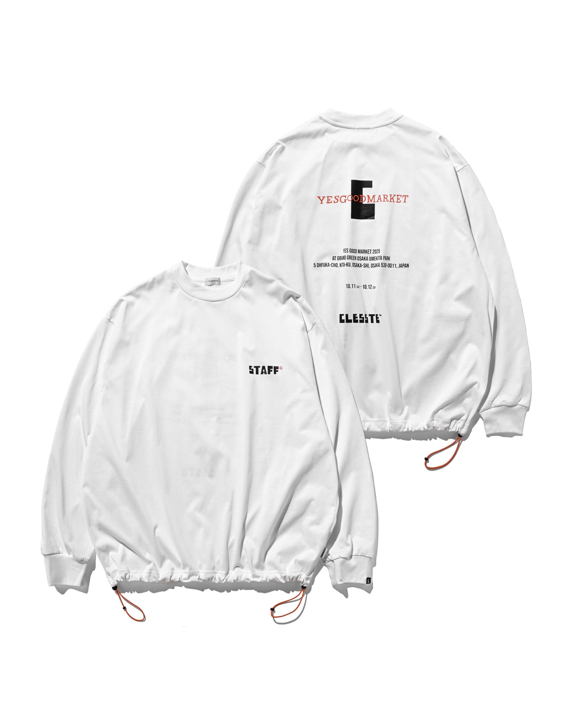 【10.15 WED 20:00- IN STOCK】"C×YGM"STAFF L/S T-SHIRT WITH DRAWSTRINGS (WHITE)