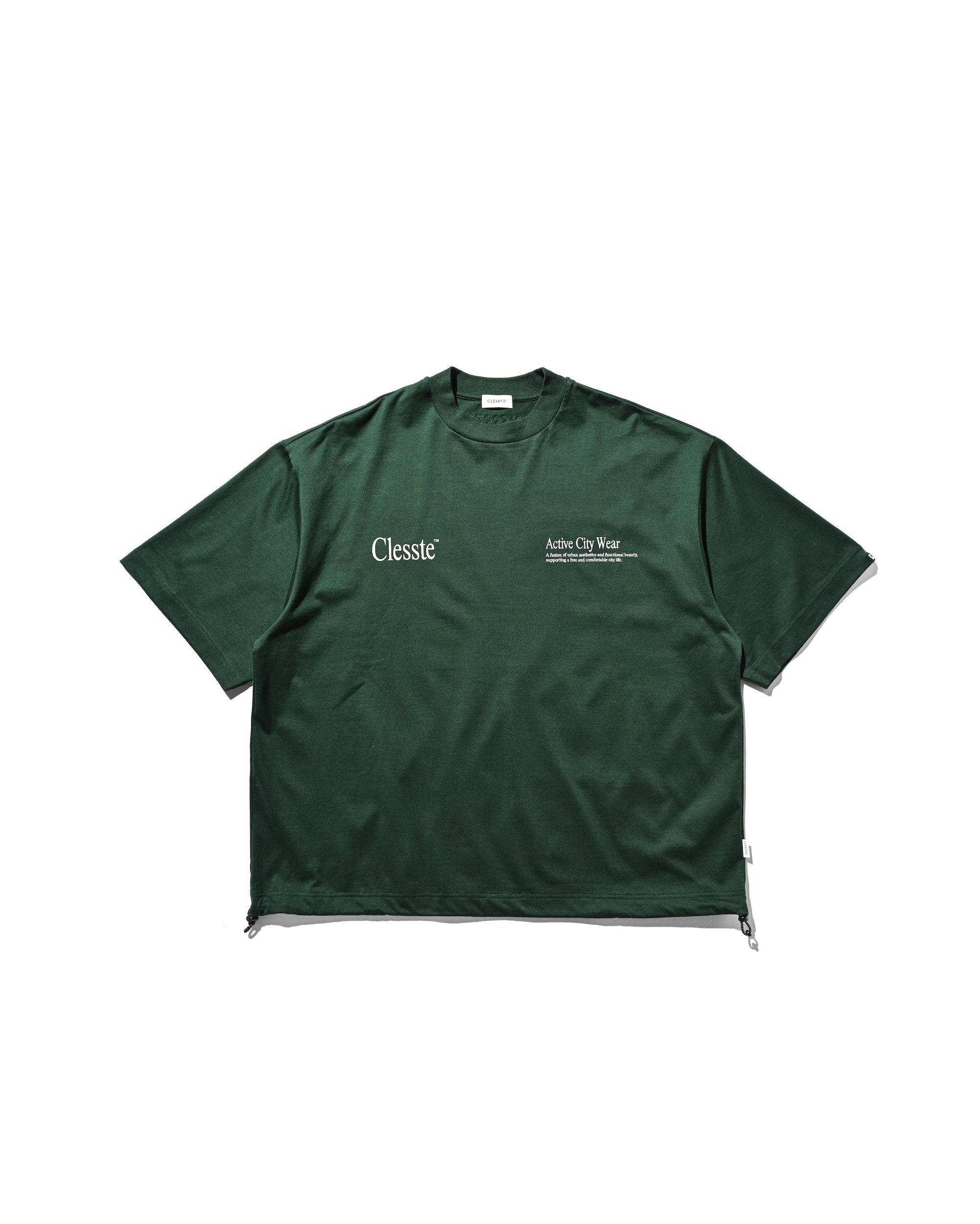【8.23 SAT 20:00- IN STOCK】ENBROIDERY MASSIVE T-SHIRT WITH DRAWSTRINGS (GREEN)