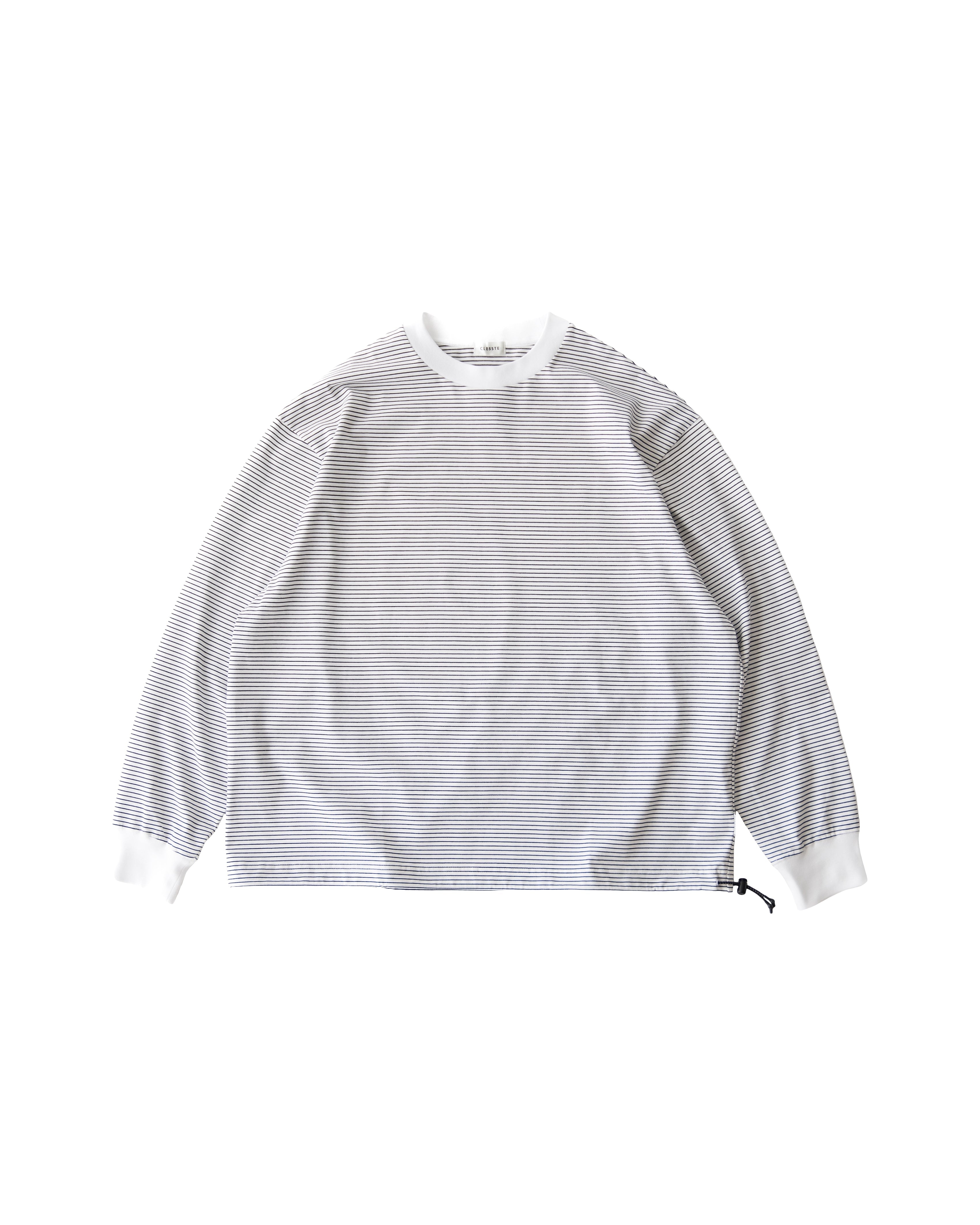 STRIPED MASSIVE L/S T-SHIRT WITH DRAWSTRINGS.
