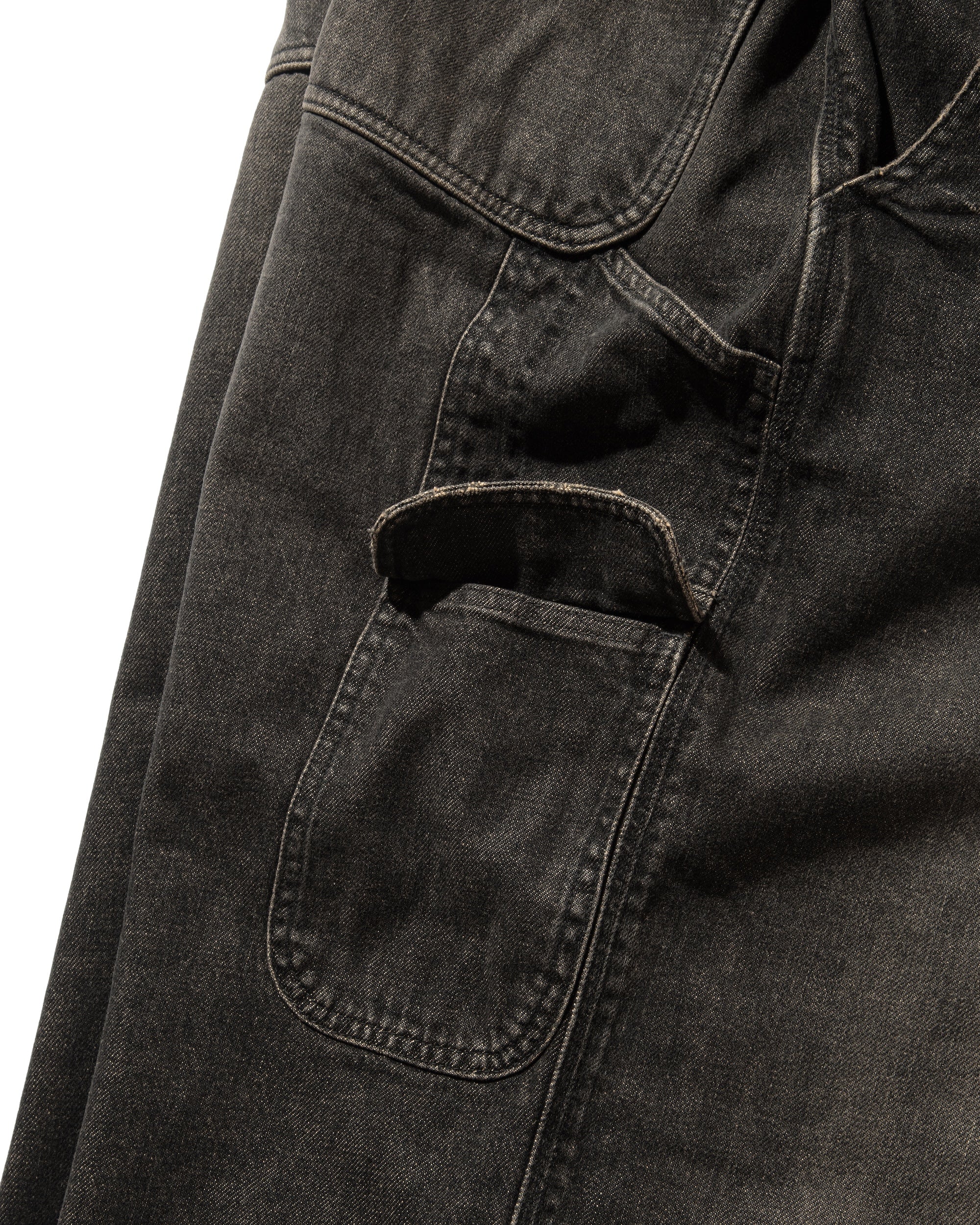 【3.8 SAT 20:00- IN STOCK】VINTAGE DYED SELVEDGE DENIM WORKER PANTS (VINTAGE BLACK)