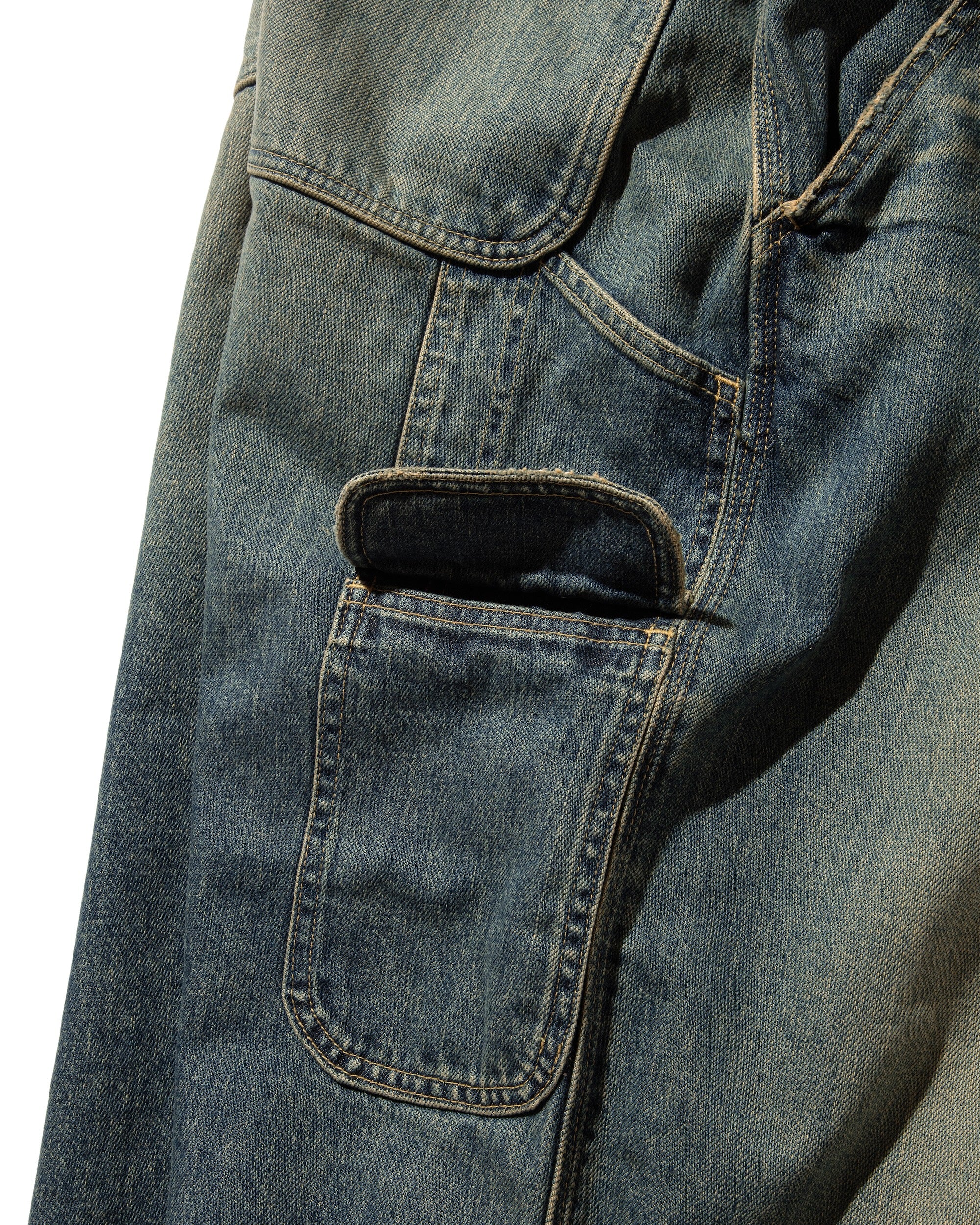 【3.8 SAT 20:00- IN STOCK】VINTAGE DYED SELVEDGE DENIM WORKER PANTS (VINTAGE INDIGO)