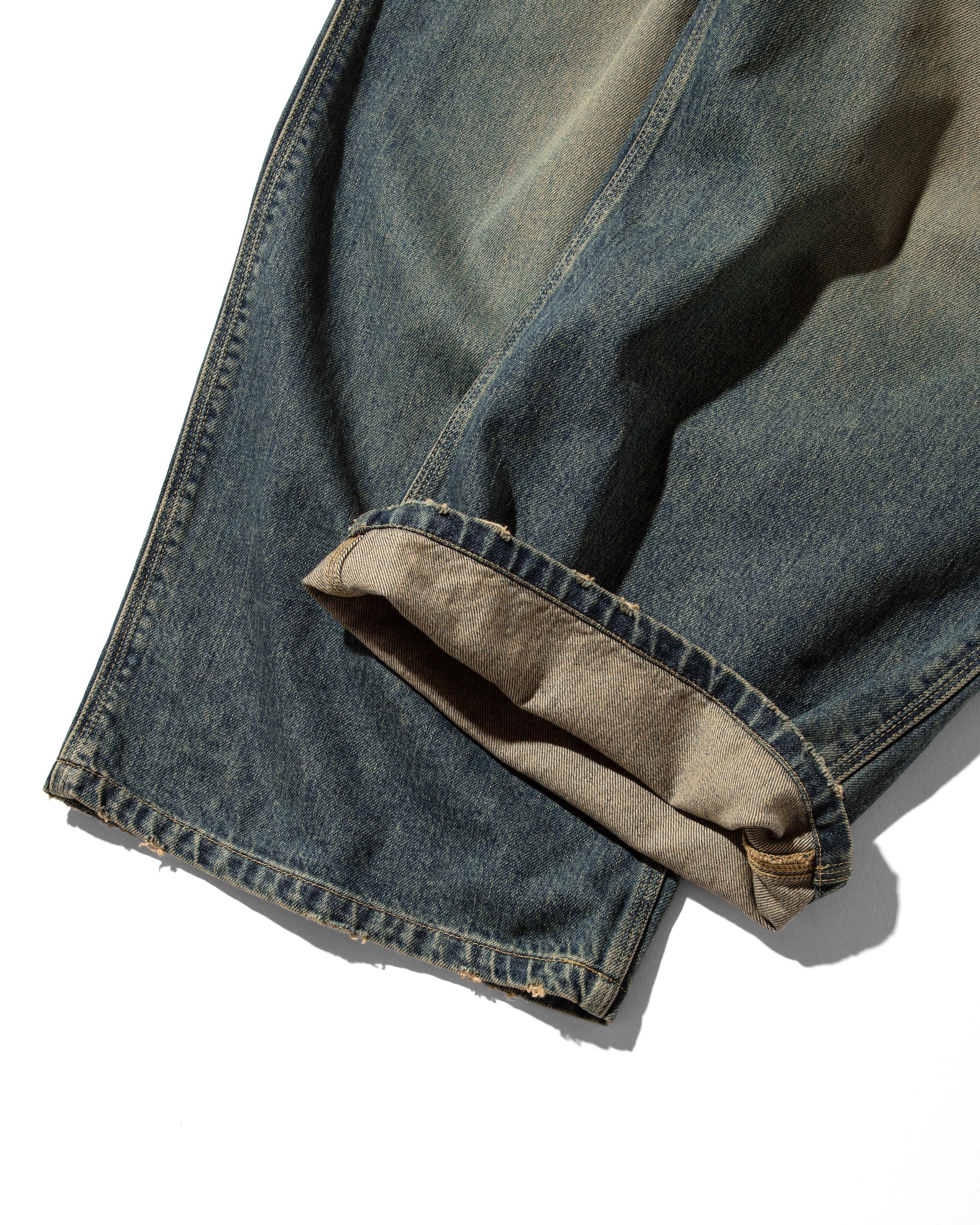 【3.8 SAT 20:00- IN STOCK】VINTAGE DYED SELVEDGE DENIM WORKER PANTS (VINTAGE INDIGO)