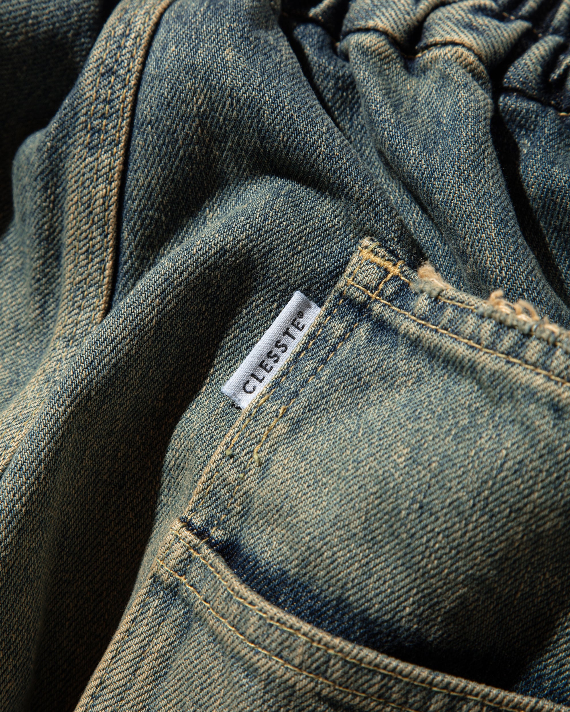 【3.8 SAT 20:00- IN STOCK】VINTAGE DYED SELVEDGE DENIM WORKER PANTS (VINTAGE INDIGO)