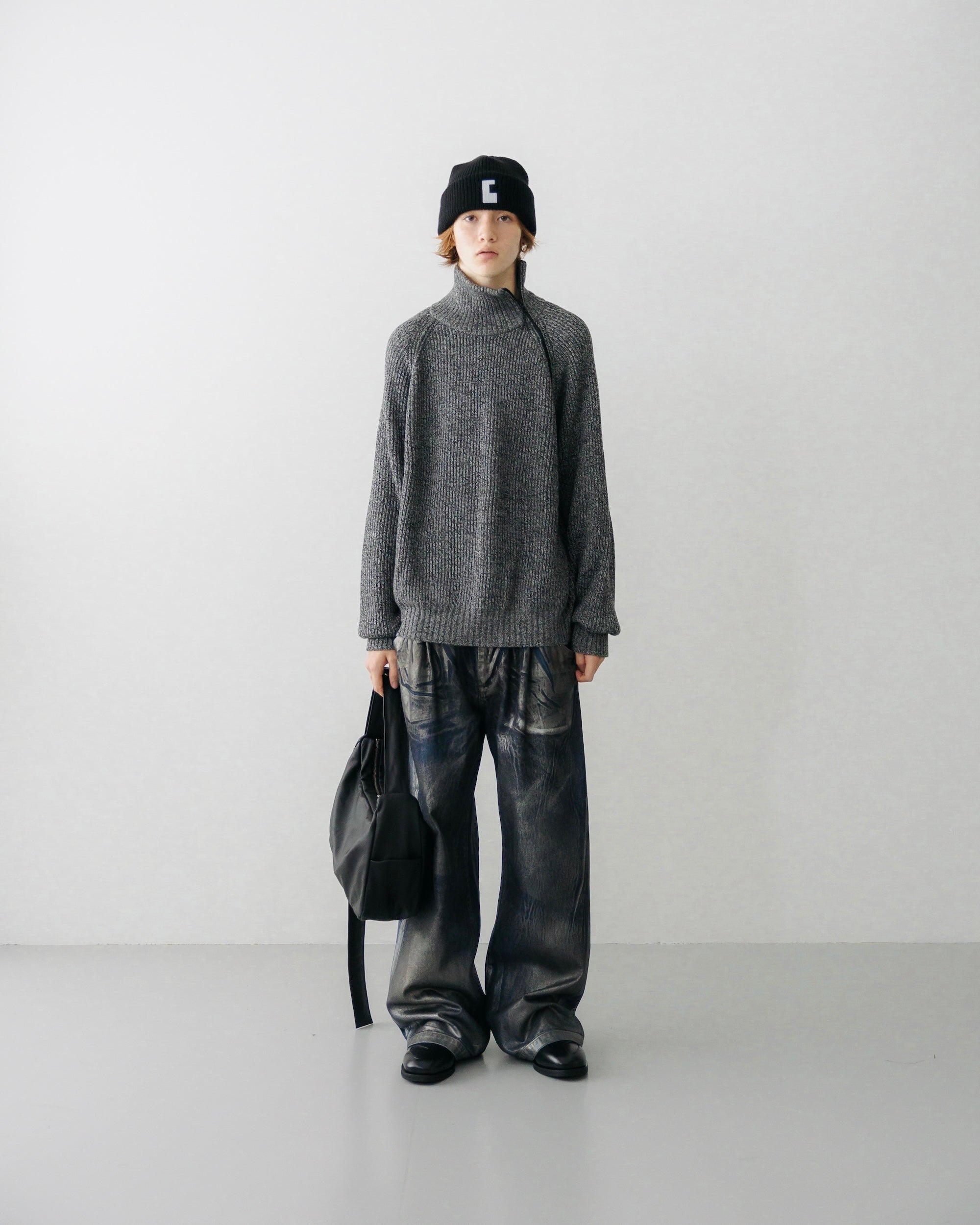 FINE WOOL ZIP KNIT PULLOVER