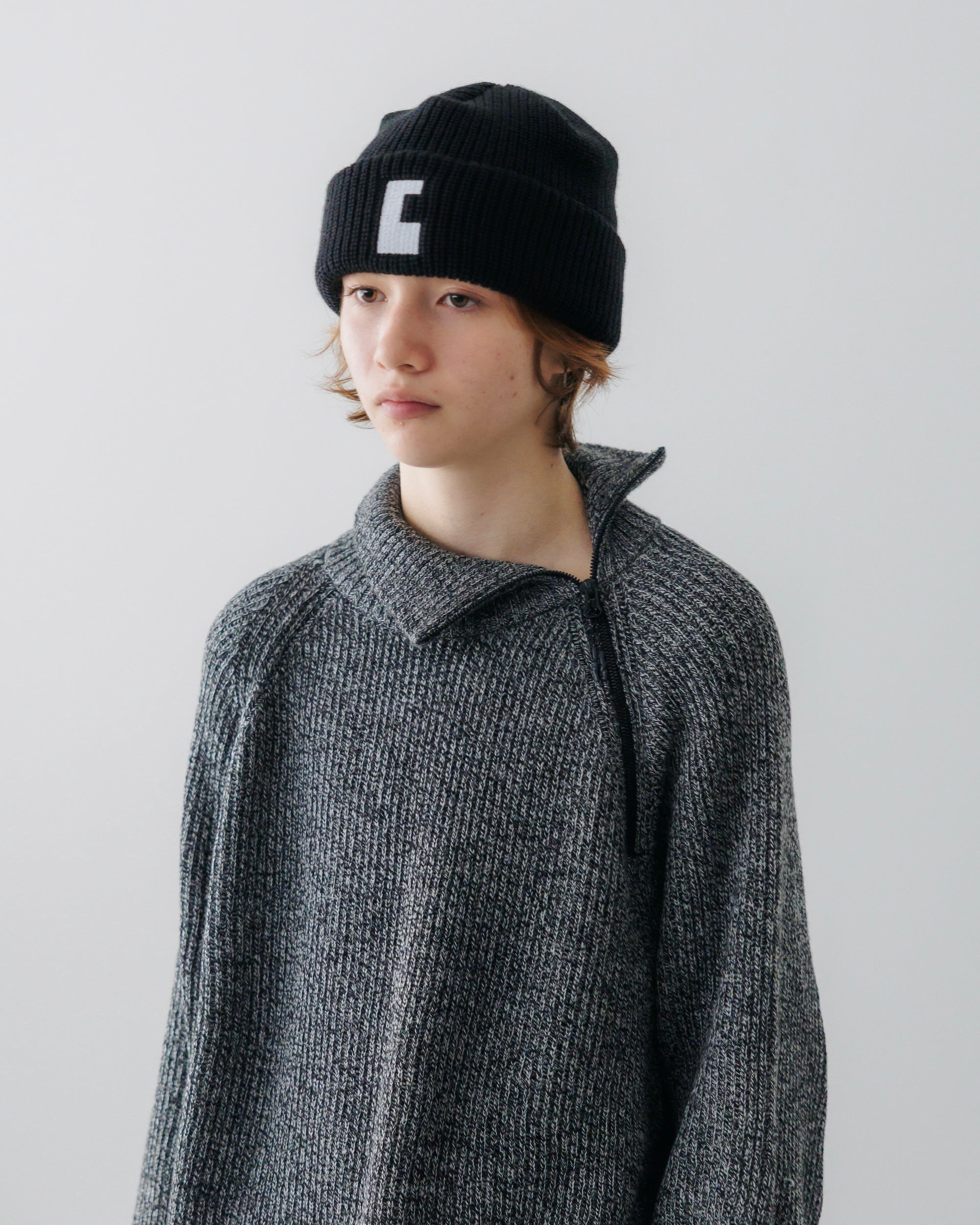 FINE WOOL ZIP KNIT PULLOVER