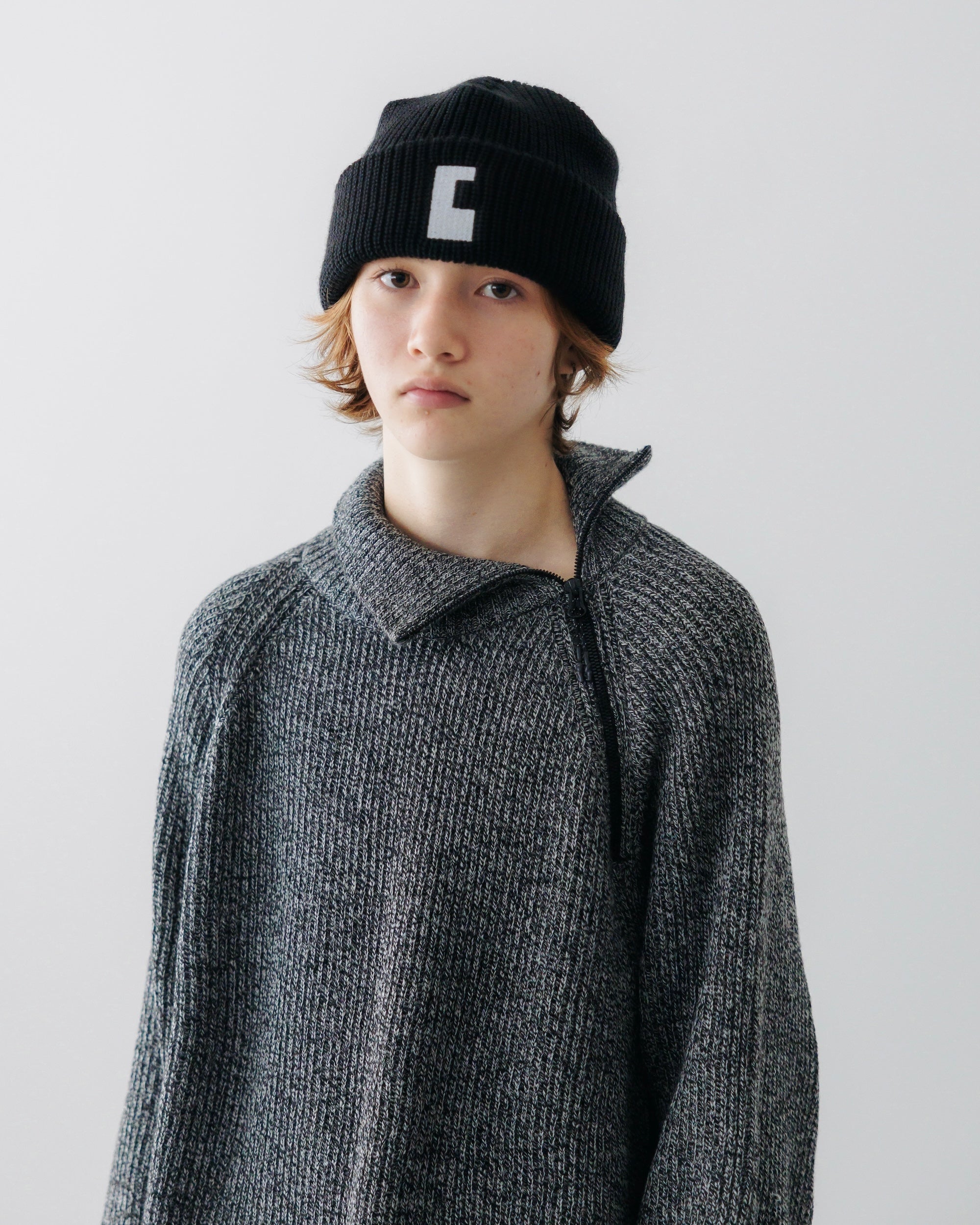 FINE WOOL ZIP KNIT PULLOVER