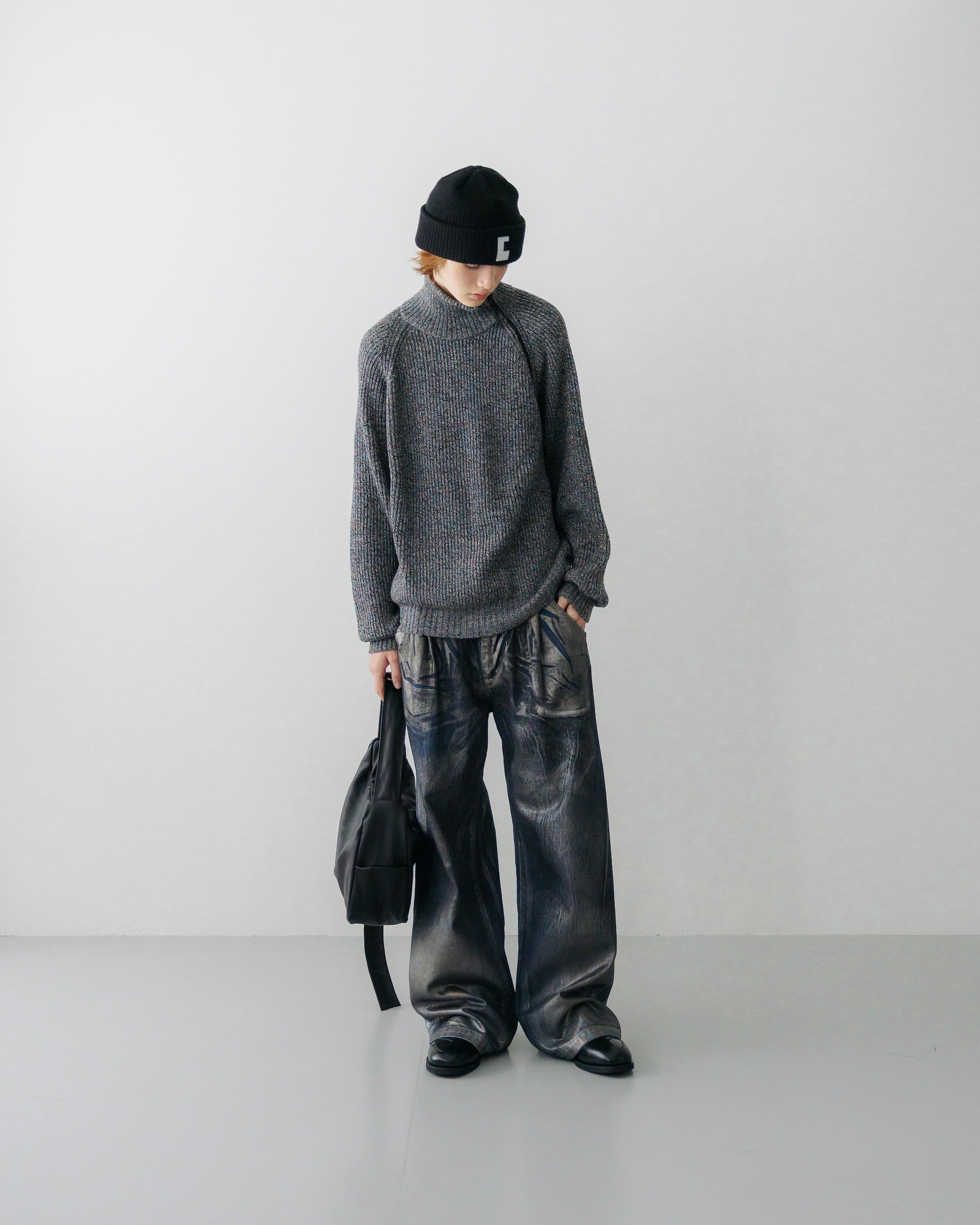 FINE WOOL ZIP KNIT PULLOVER